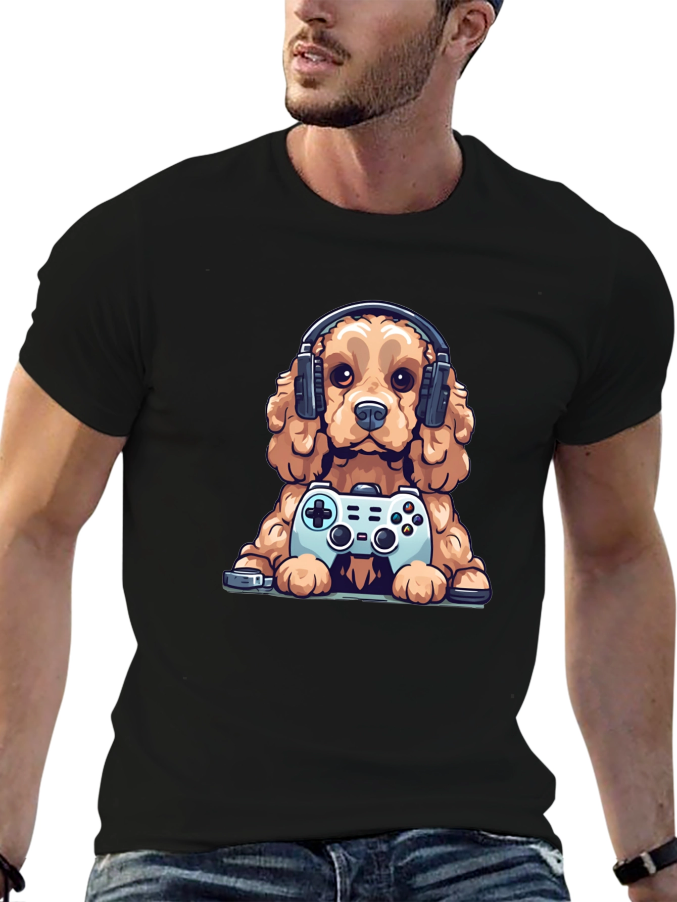 Gamer Dog T-Shirt - Cute Puppy with Controller