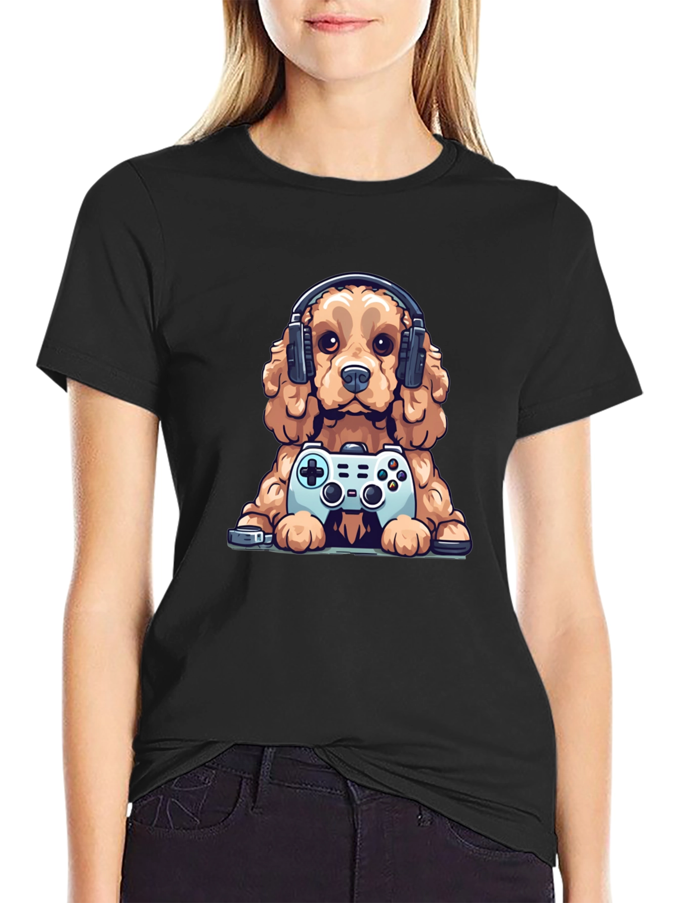 Gamer Dog T-Shirt - Cute Puppy with Controller