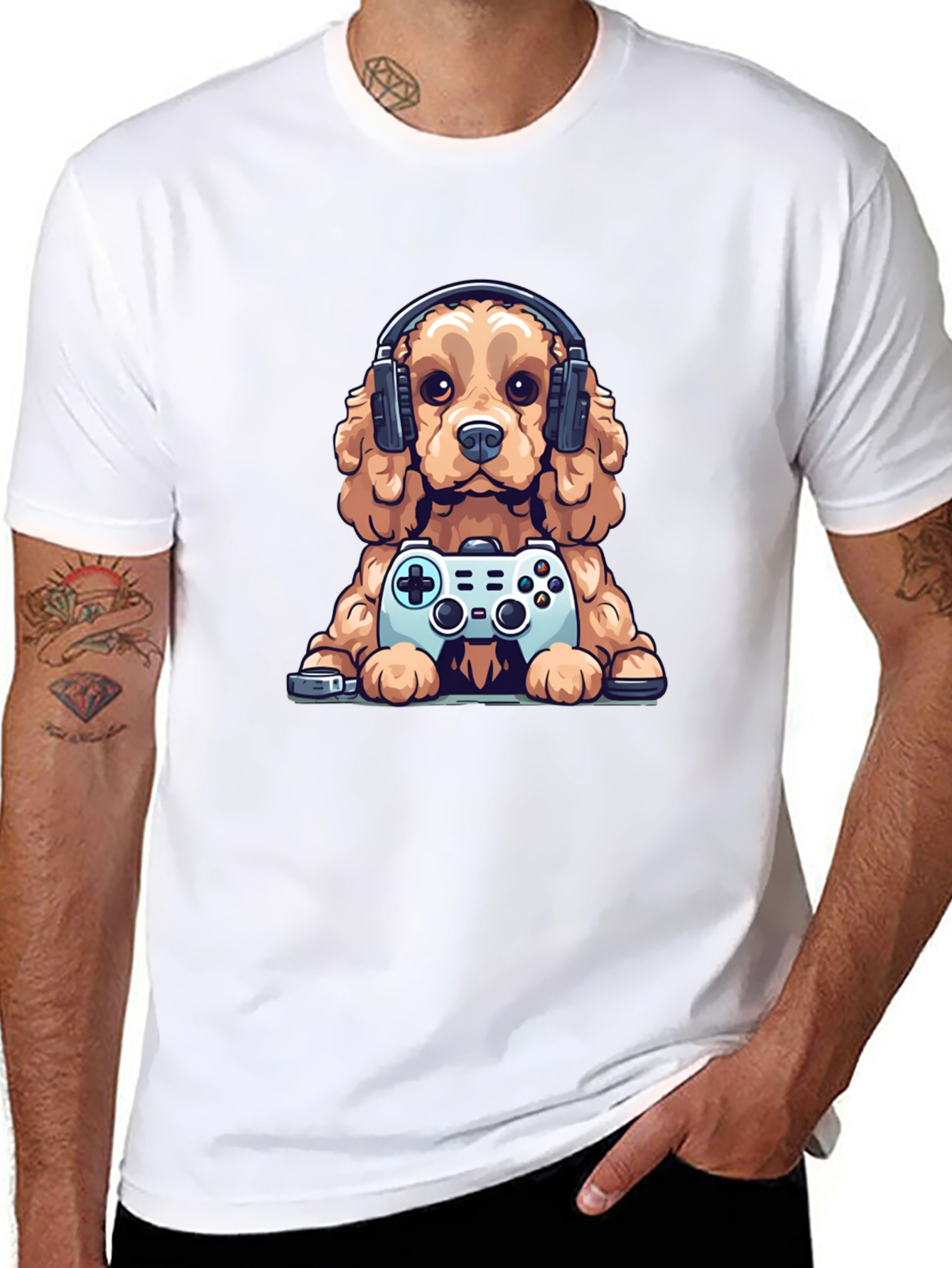 Gamer Dog T-Shirt - Cute Puppy with Controller