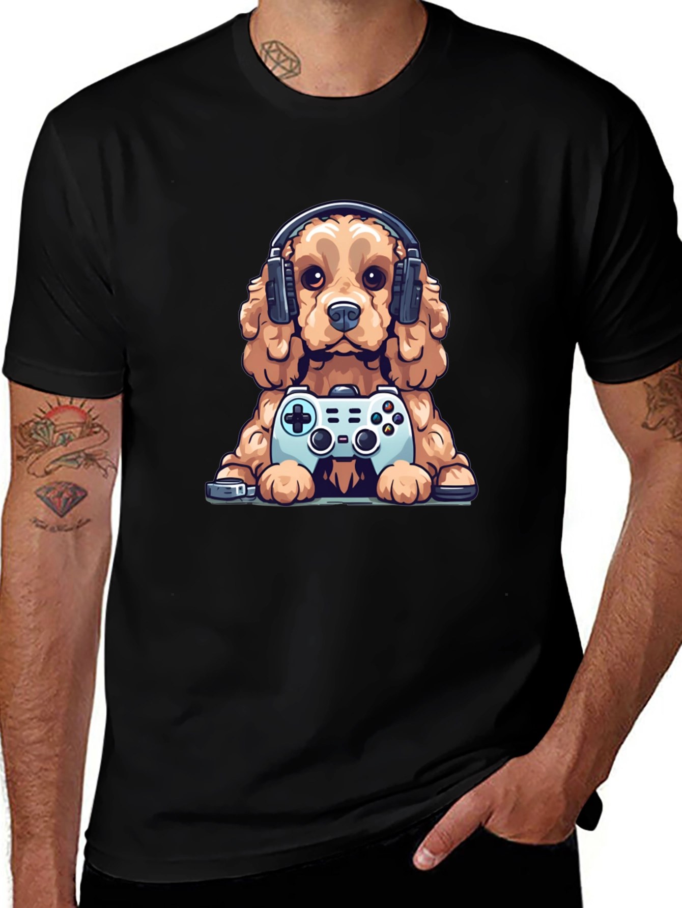 Gamer Dog T-Shirt - Cute Puppy with Controller
