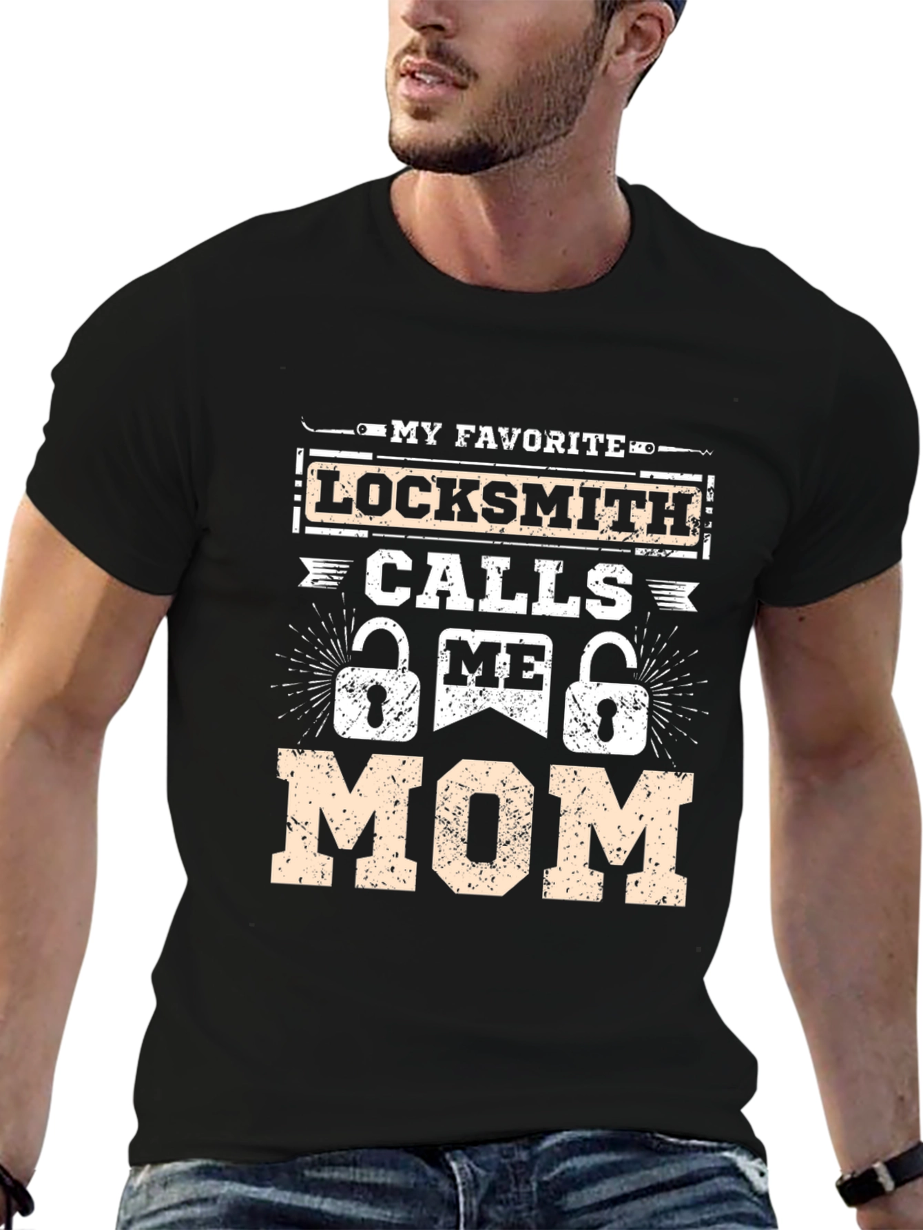 Locksmith Mom Graphic T-Shirt - Black Crew Neck