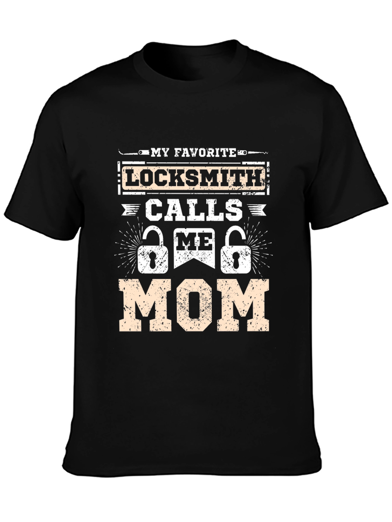 Locksmith Mom Graphic T-Shirt - Black Crew Neck