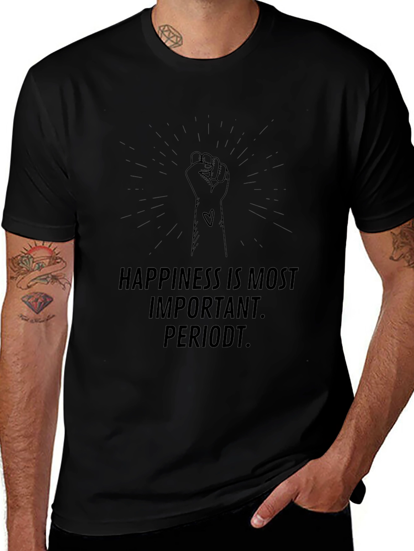 Happiness is Most Important Periodt Black T-Shirt