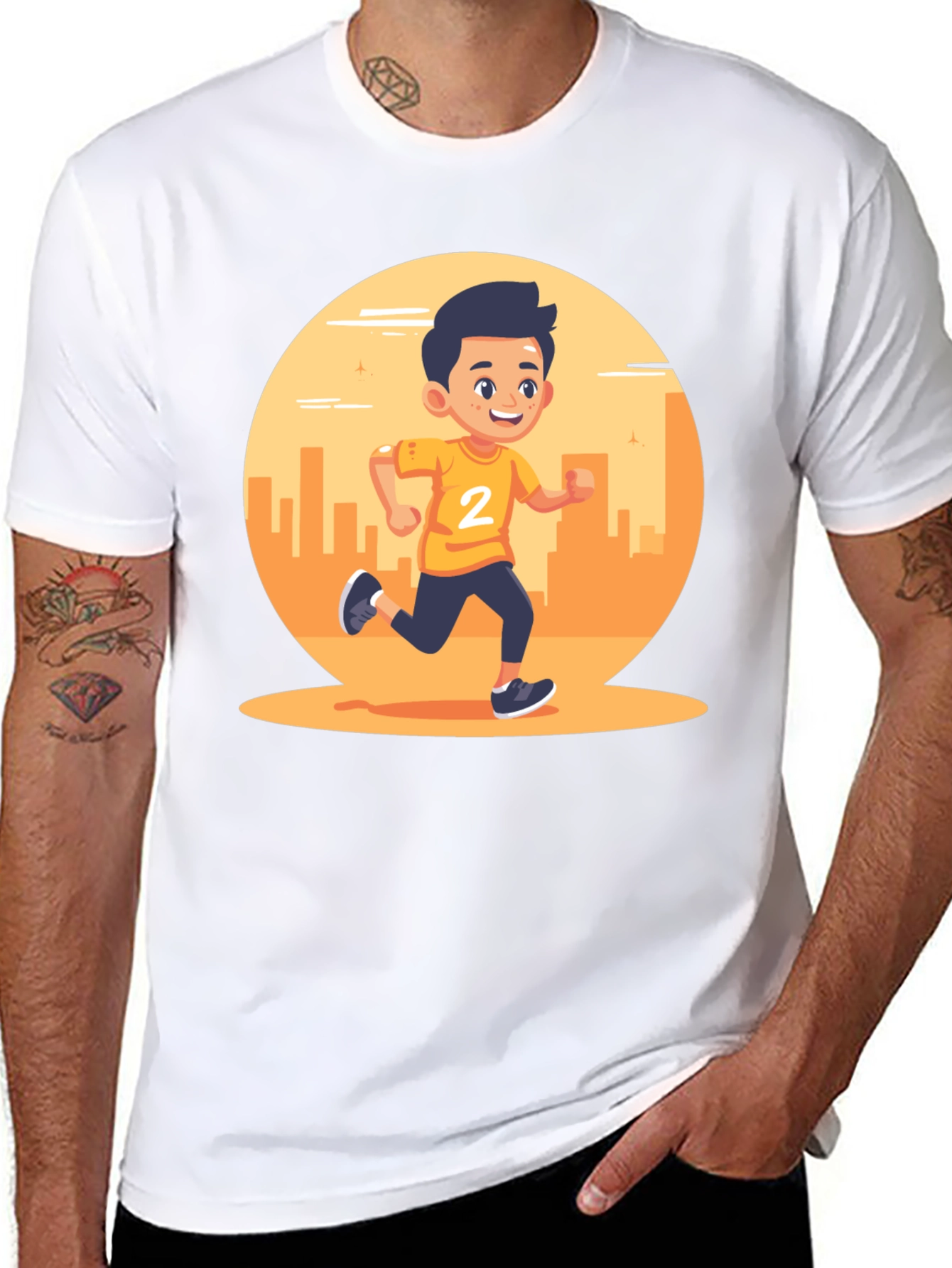 Running Boy Graphic Black T-Shirt
