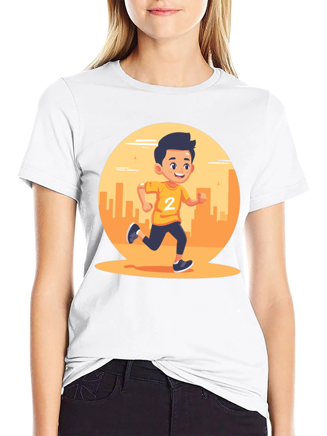 Running Boy Graphic Black T-Shirt
