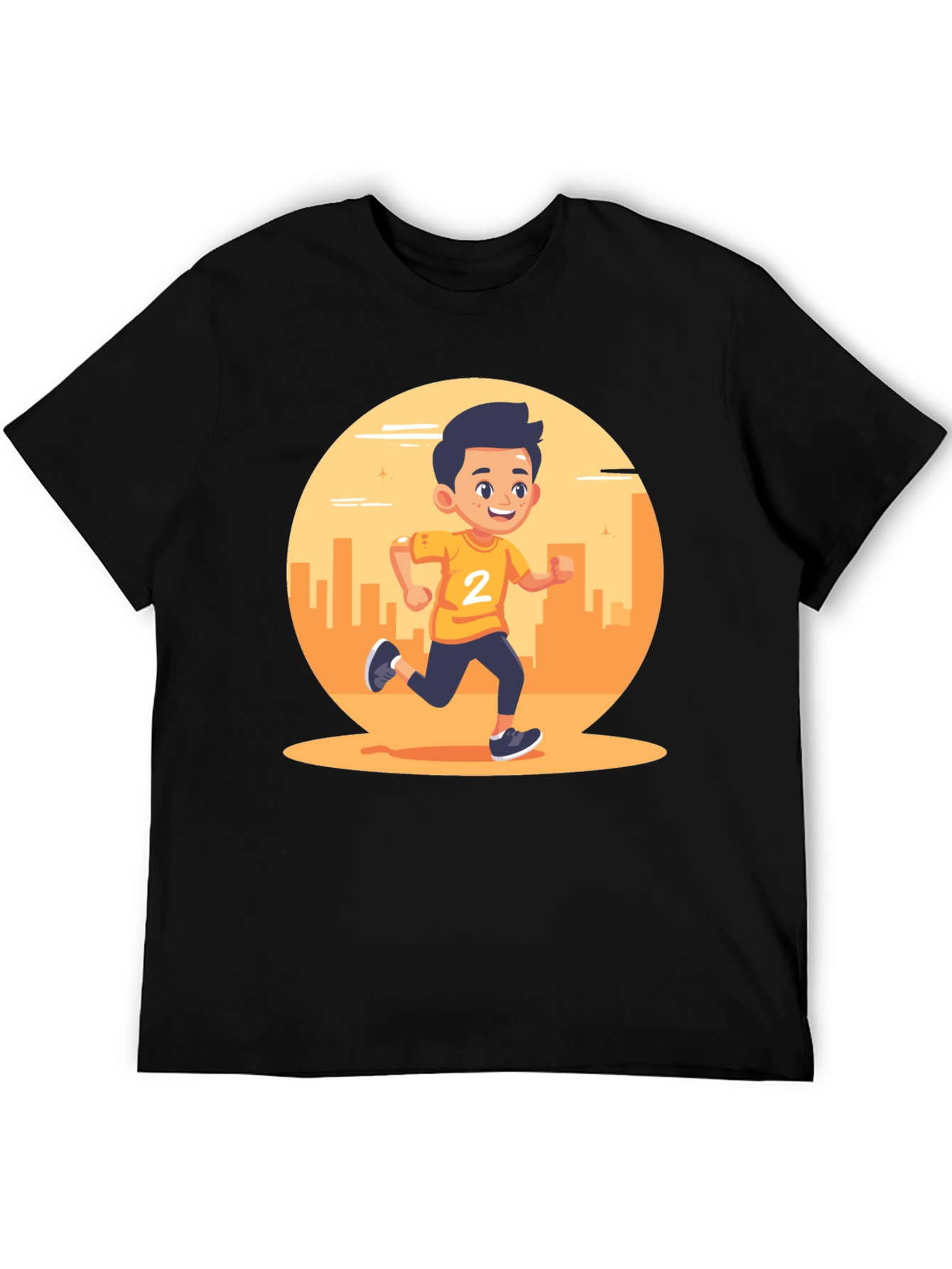 Running Boy Graphic Black T-Shirt