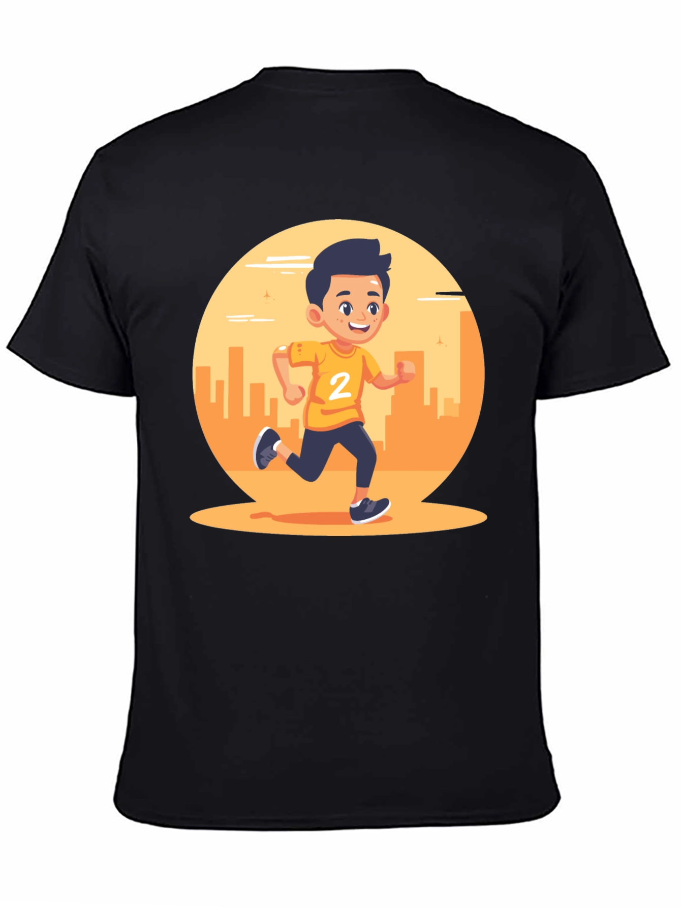 Running Boy Graphic Black T-Shirt