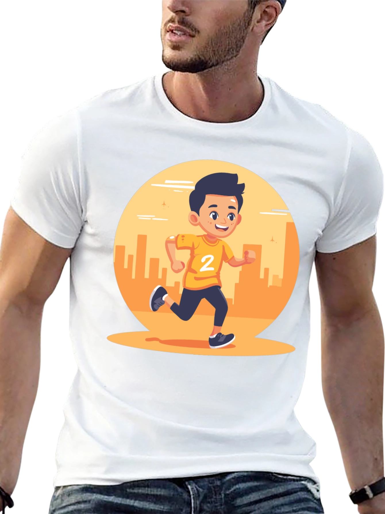 Running Boy Graphic Black T-Shirt