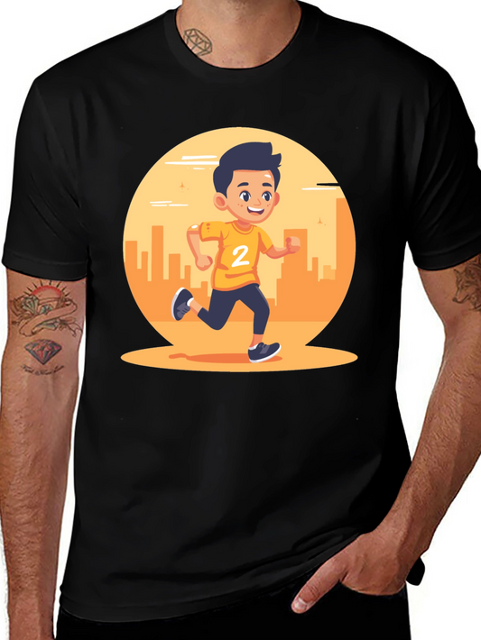 Running Boy Graphic Black T-Shirt