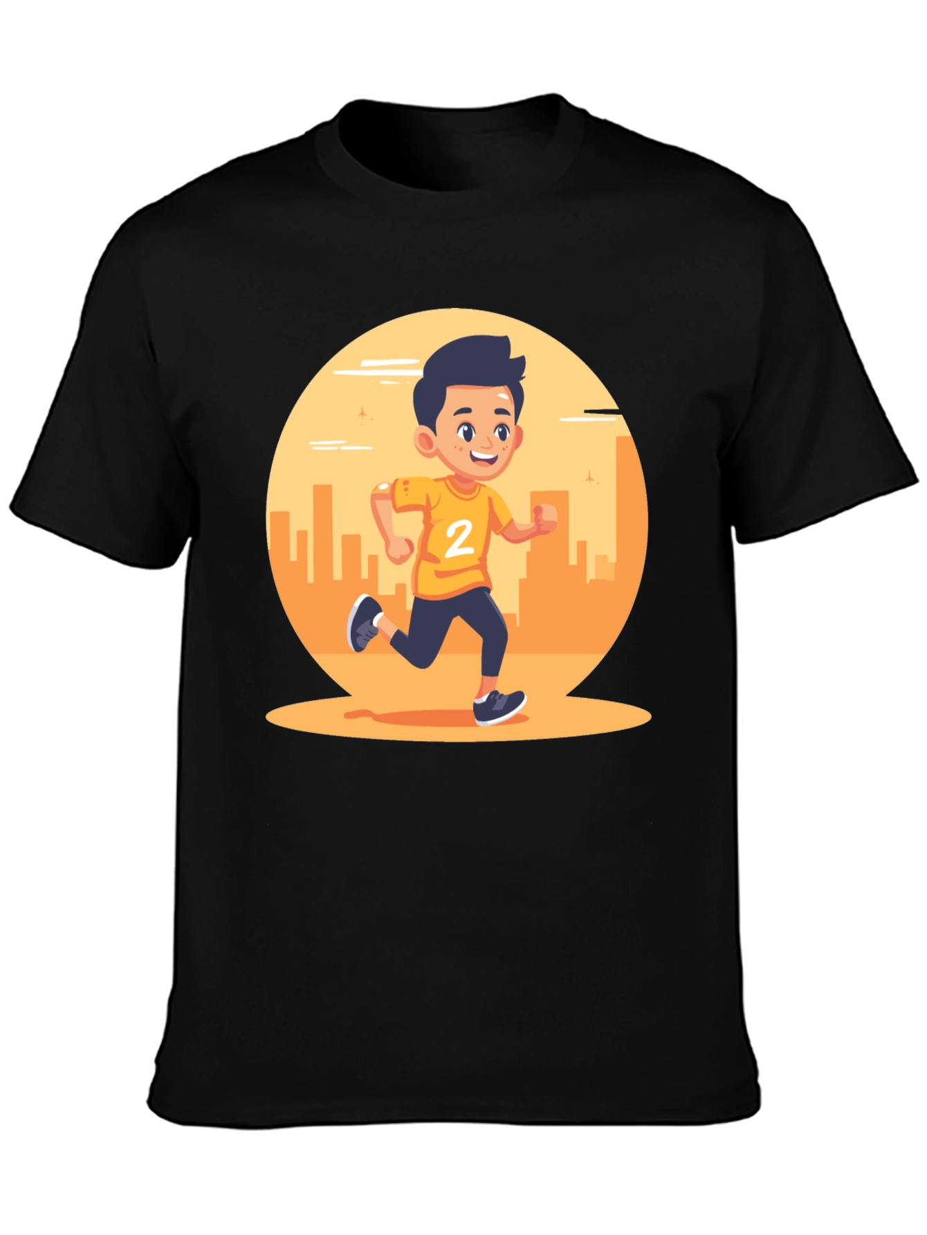 Running Boy Graphic Black T-Shirt