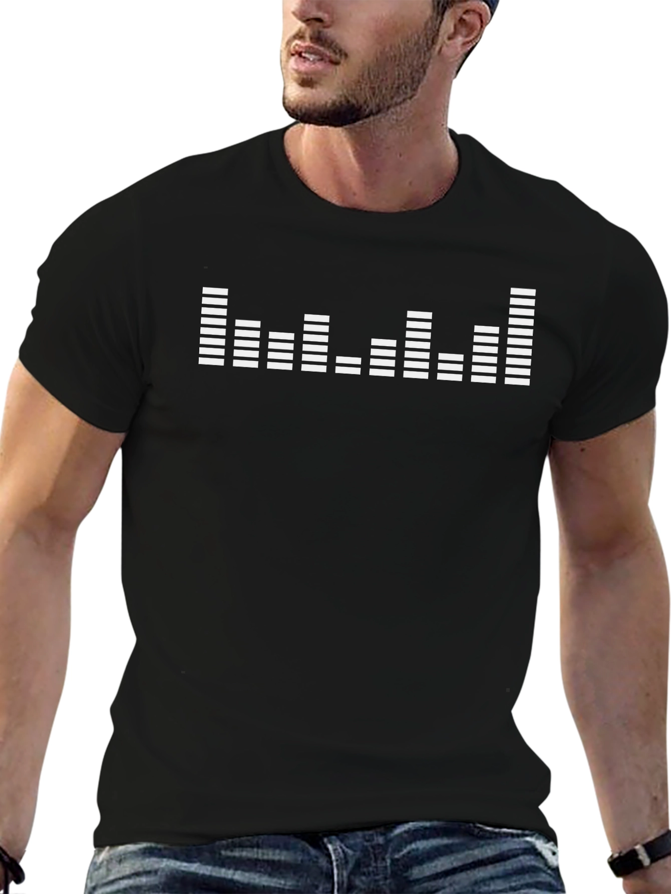 Black T-Shirt with Equalizer Graphic
