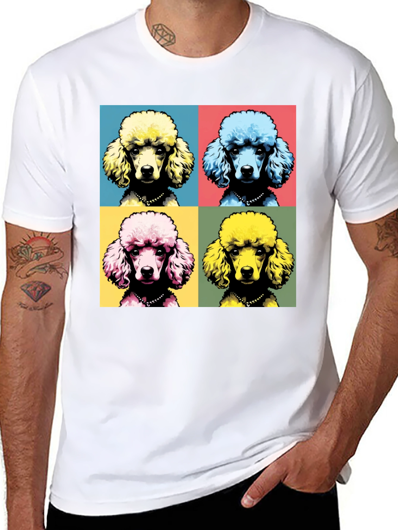 Pop Art Poodle Graphic Tee - Black