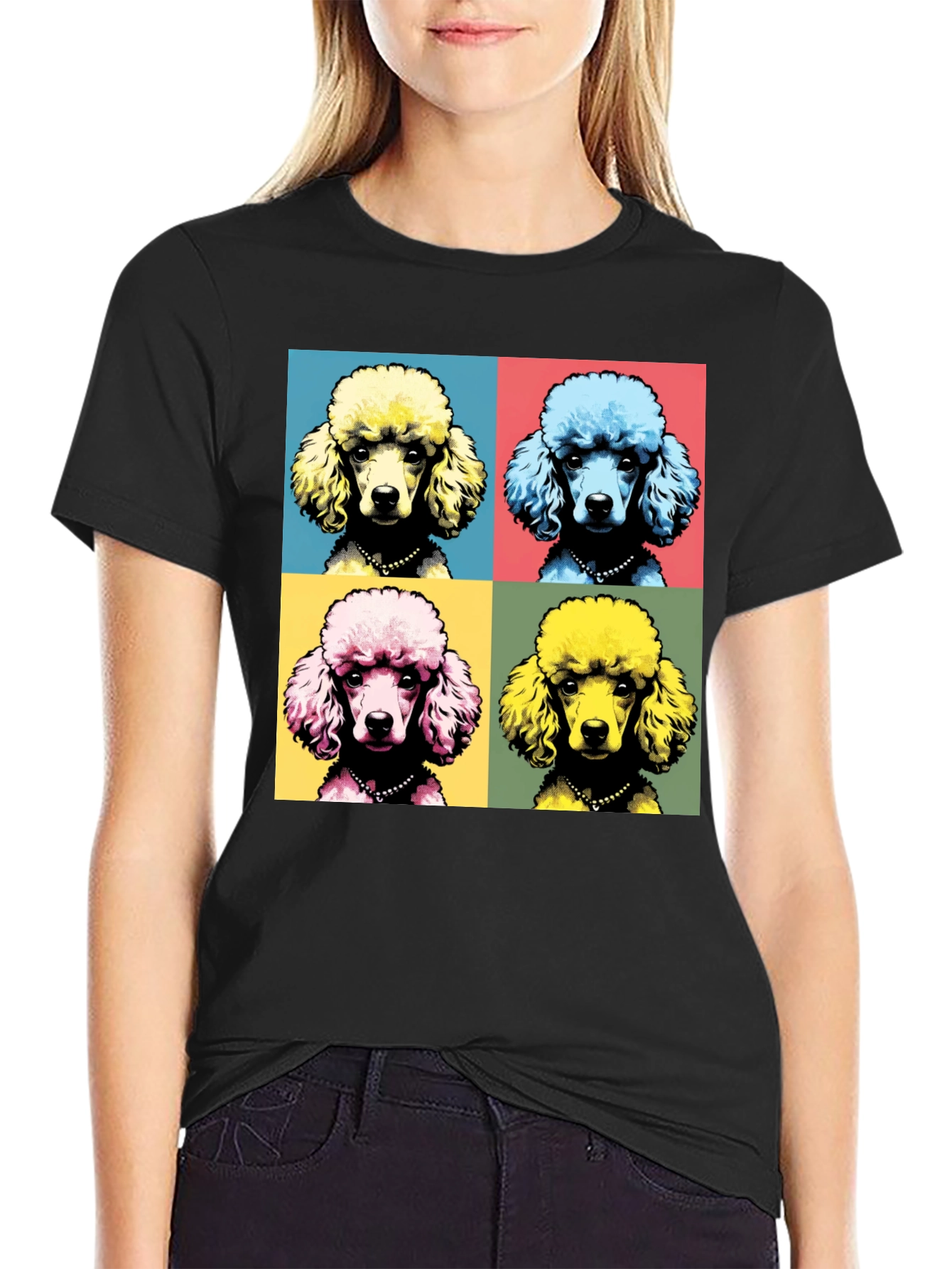 Pop Art Poodle Graphic Tee - Black