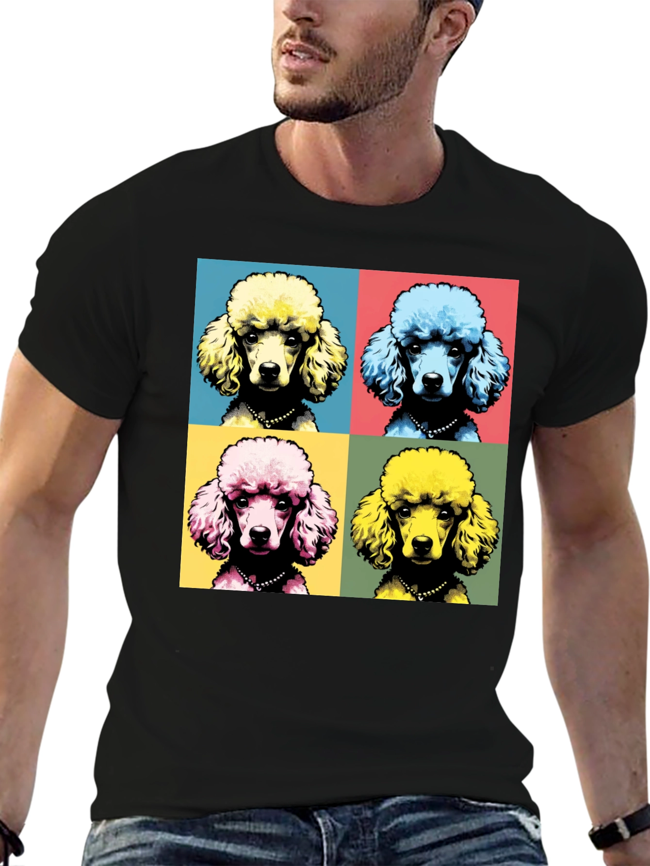 Pop Art Poodle Graphic Tee - Black