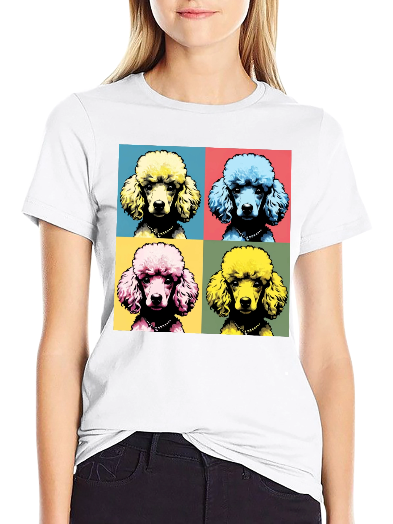 Pop Art Poodle Graphic Tee - Black