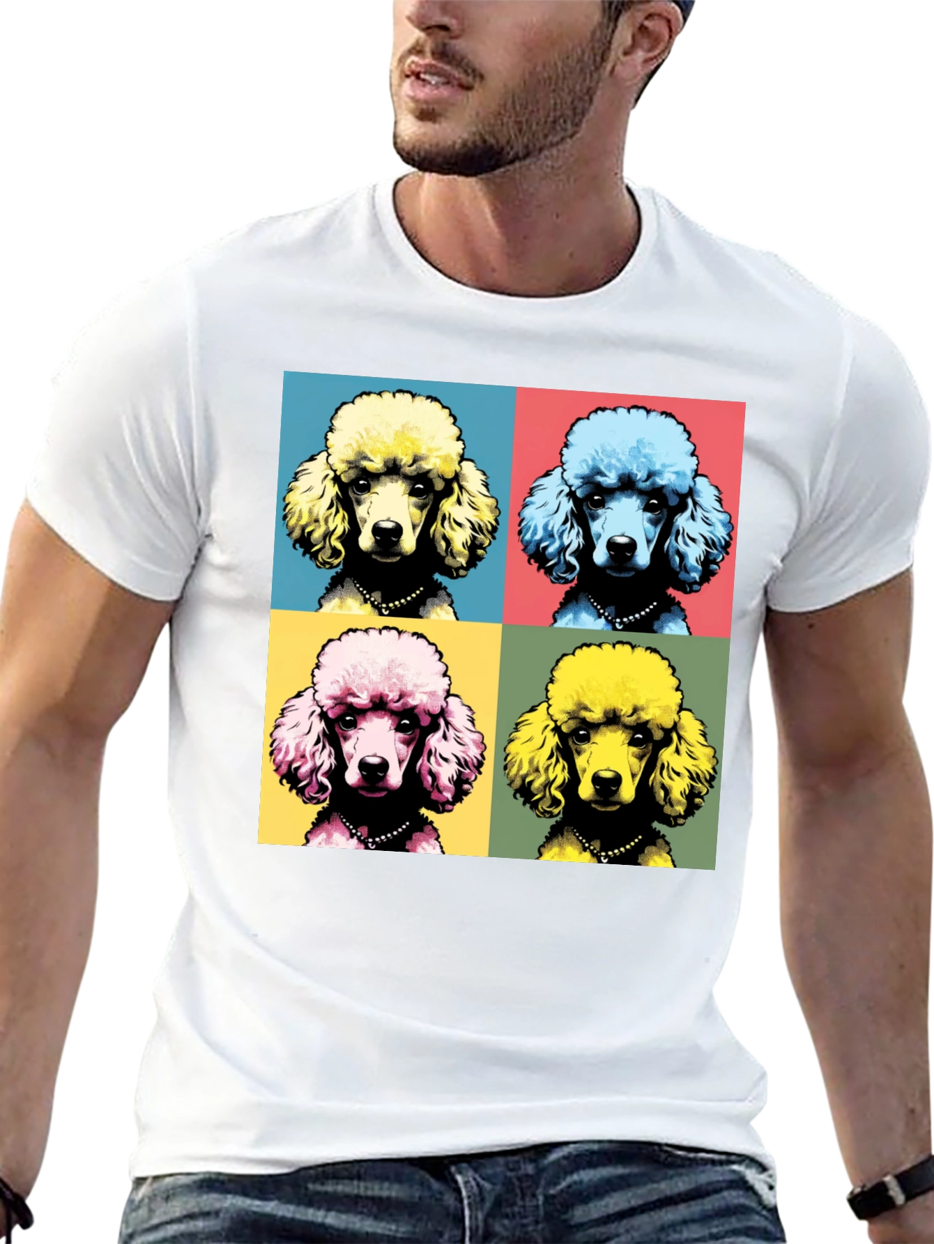 Pop Art Poodle Graphic Tee - Black