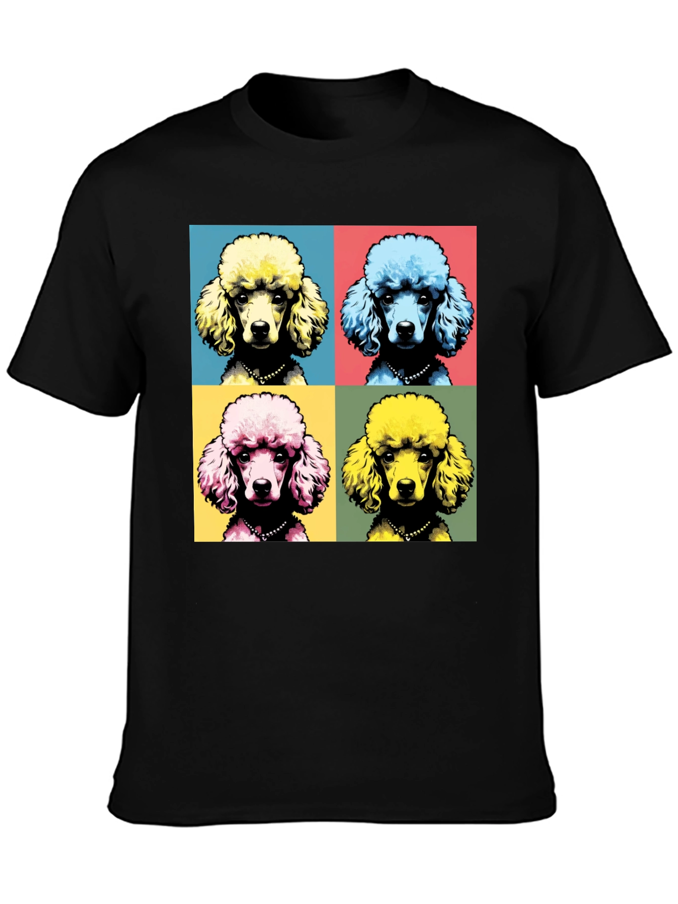 Pop Art Poodle Graphic Tee - Black