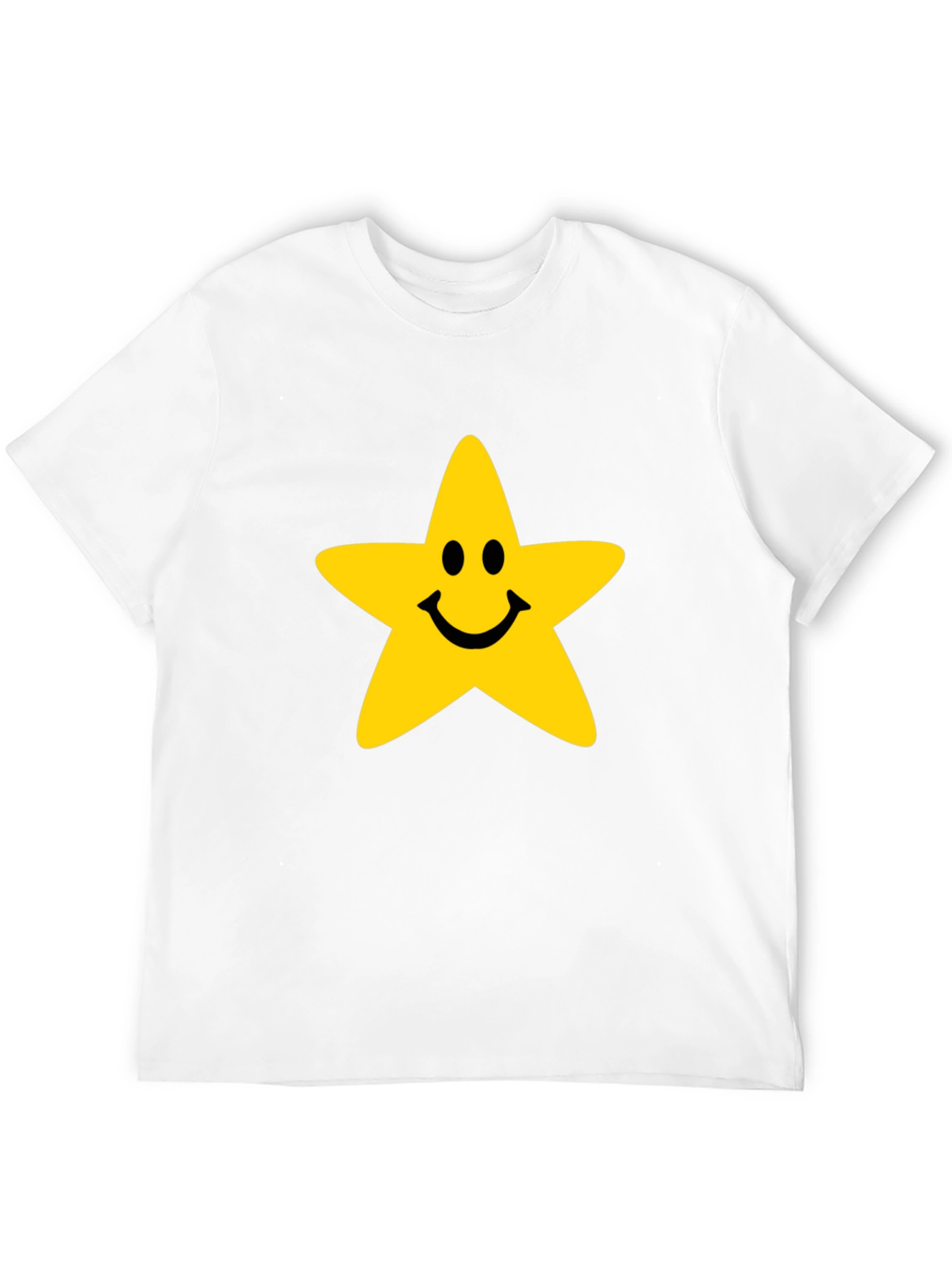 Smiley Star Graphic Tee - Black Cotton T-Shirt