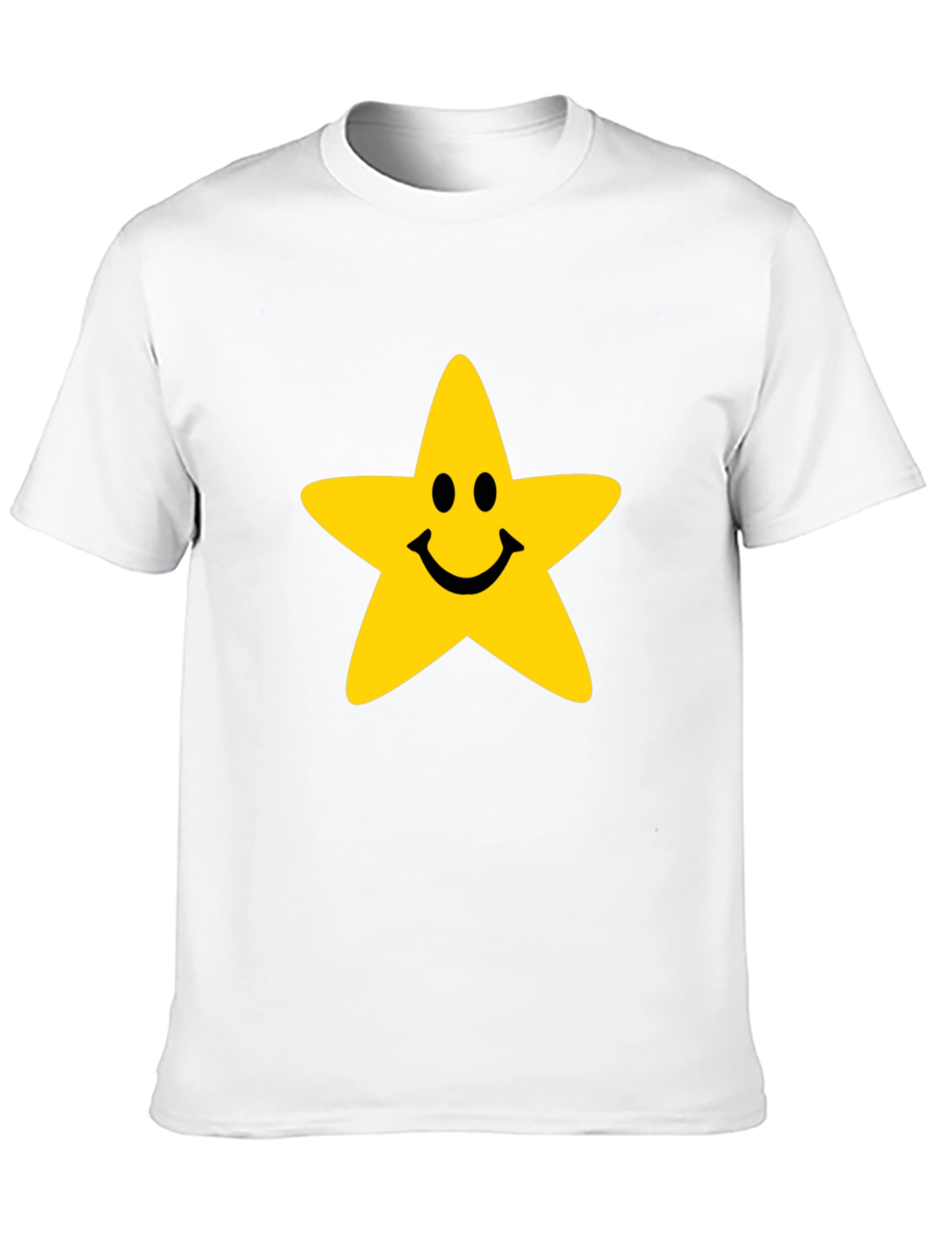 Smiley Star Graphic Tee - Black Cotton T-Shirt