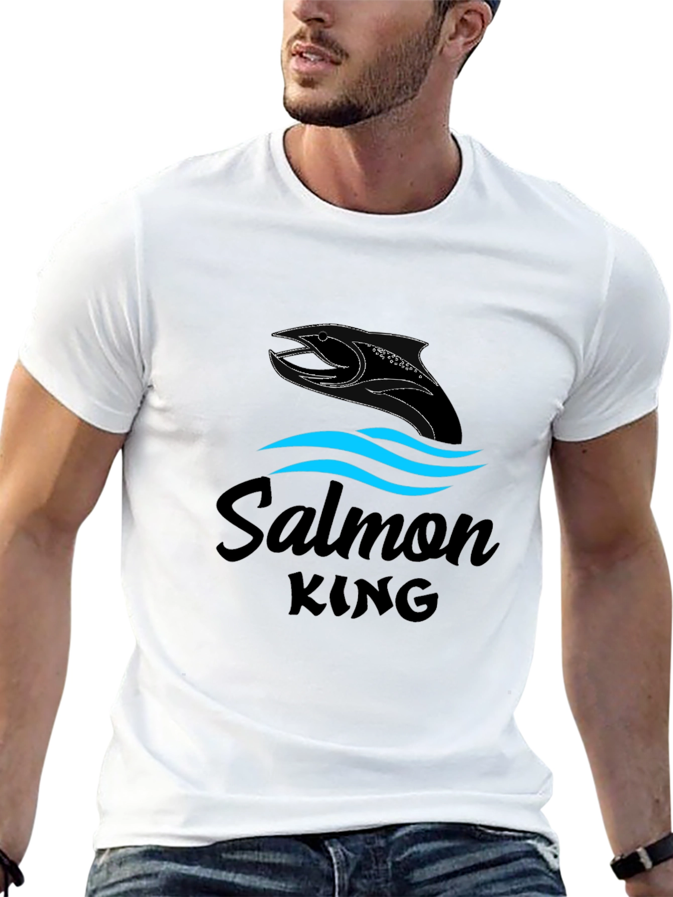 Salmon King Black Graphic Tee