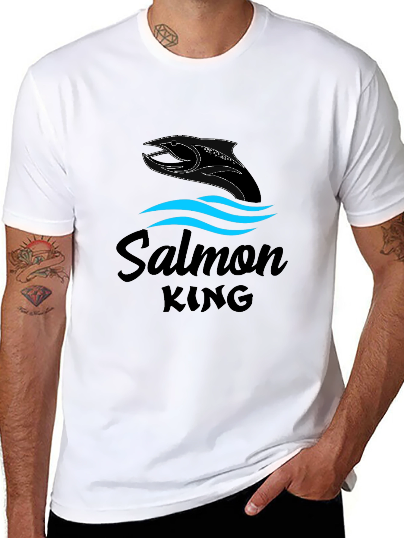 Salmon King Black Graphic Tee