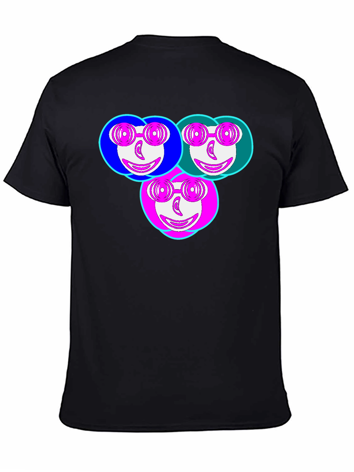 Funky Faces Graphic Tee - Black Cotton Casual T-Shirt