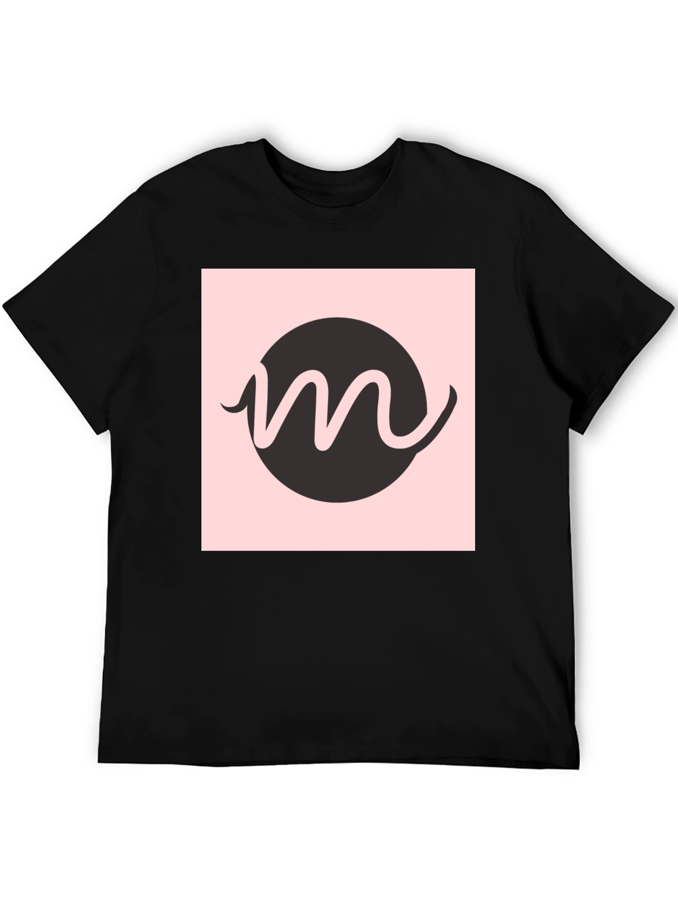 Modern Graphic Tee - Black with Letter M Design