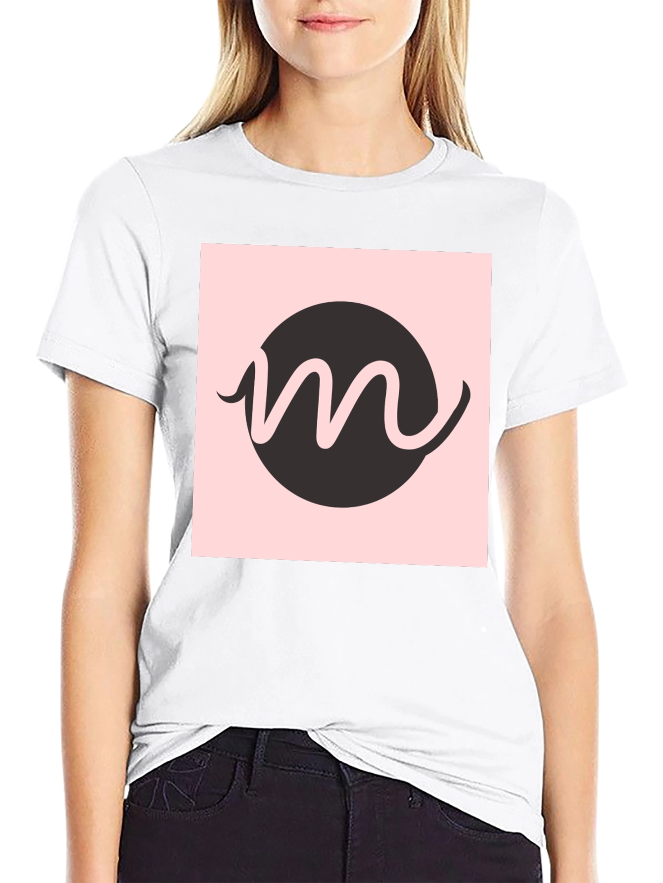 Modern Graphic Tee - Black with Letter M Design
