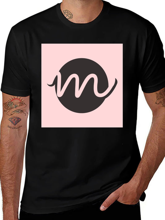 Modern Graphic Tee - Black with Letter M Design