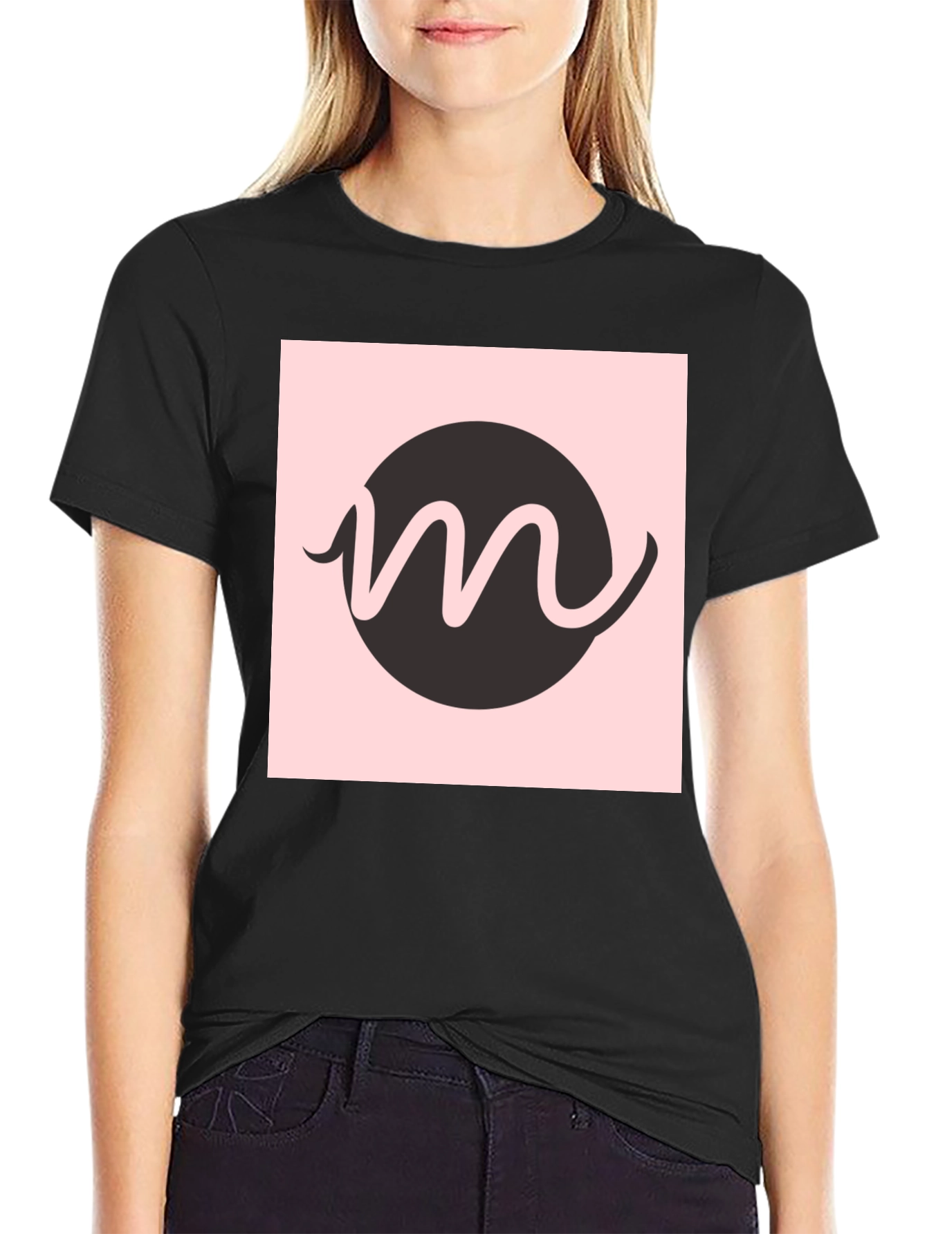 Modern Graphic Tee - Black with Letter M Design
