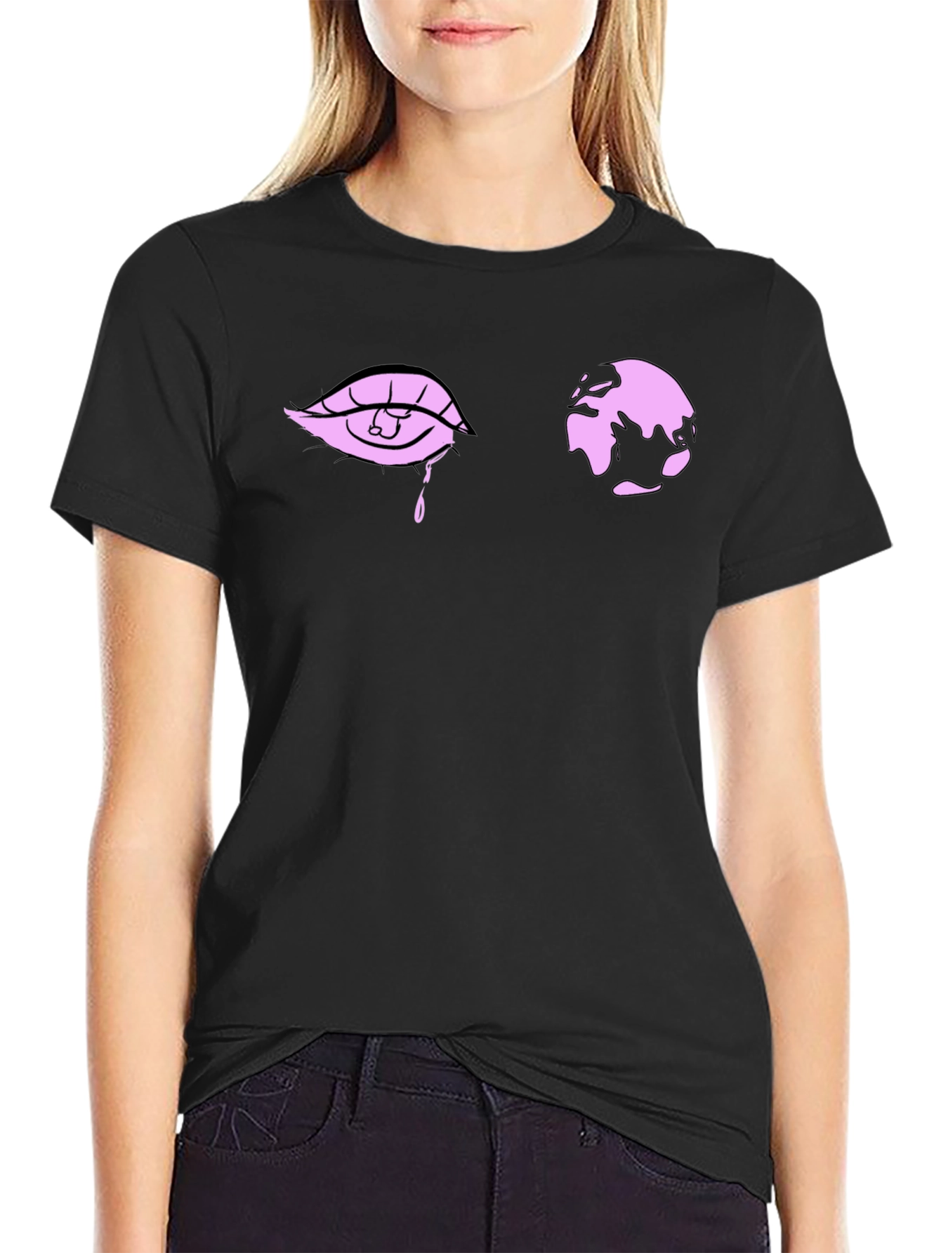 Eye and World Graphic Black T-Shirt