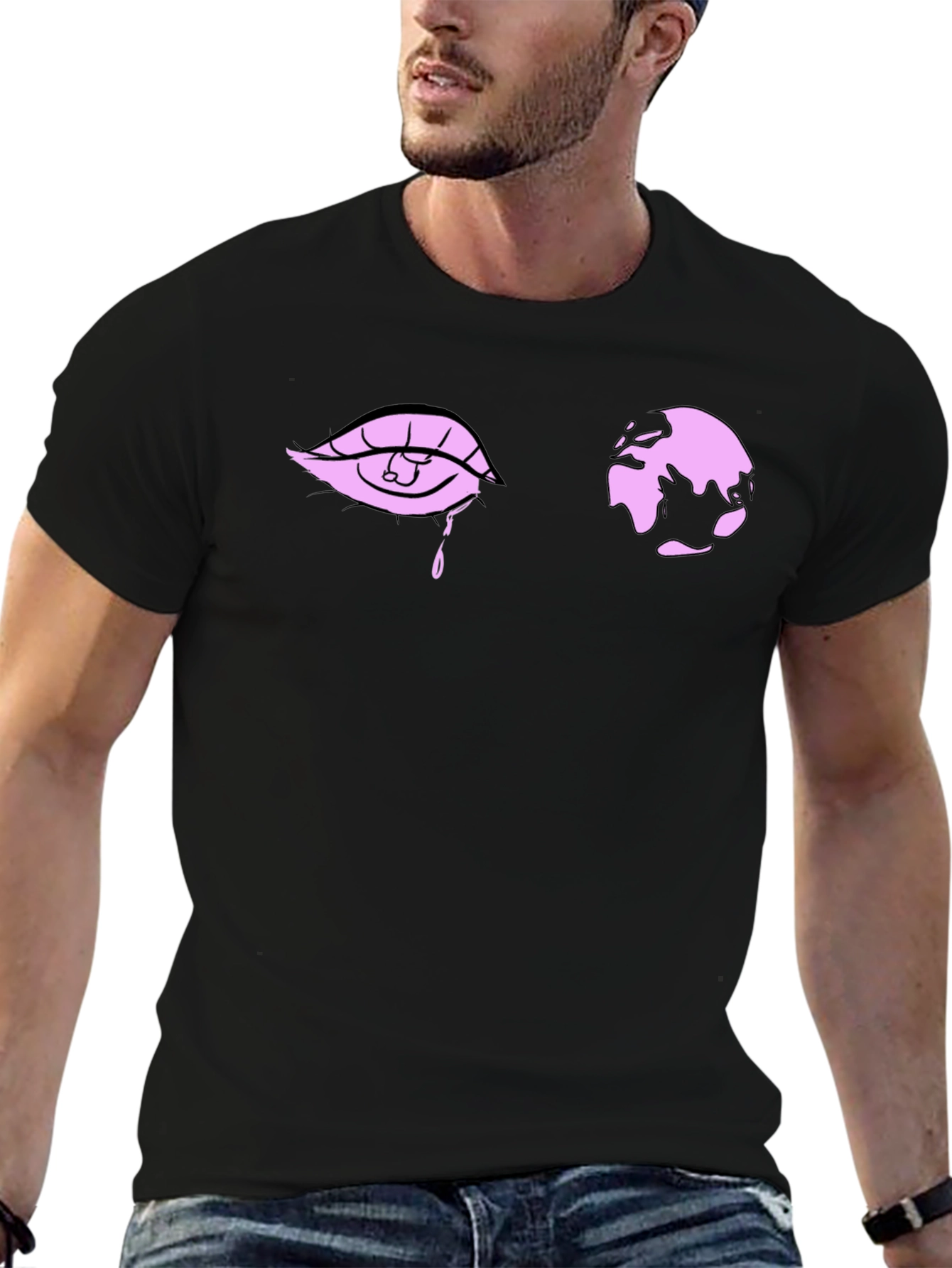 Eye and World Graphic Black T-Shirt