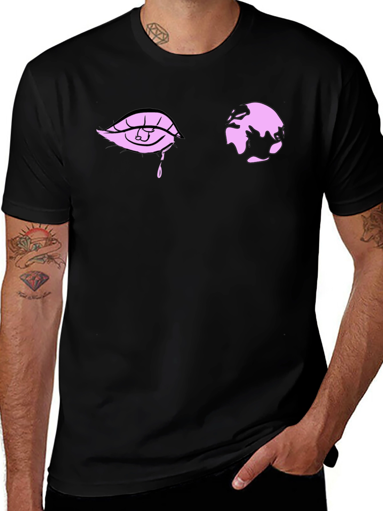 Eye and World Graphic Black T-Shirt
