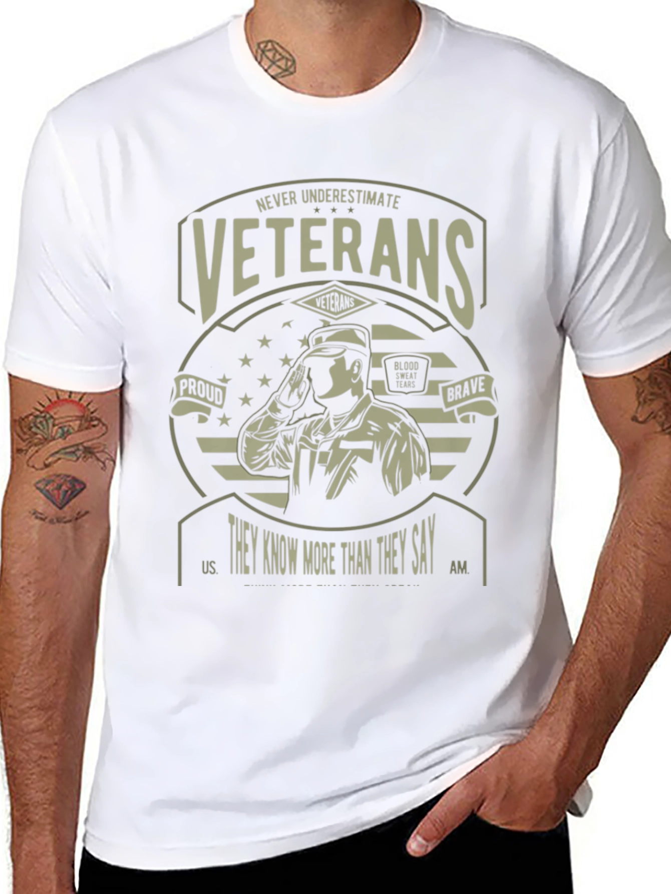 Never Underestimate Veterans Graphic T-Shirt