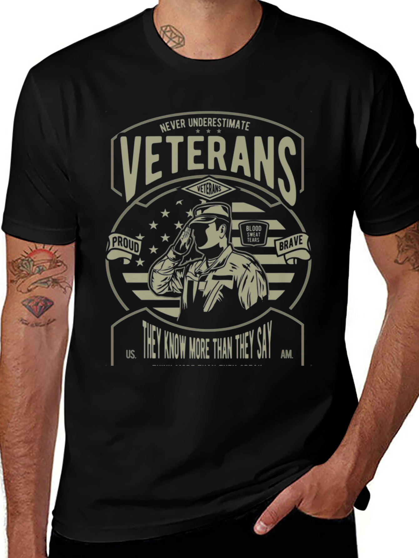 Never Underestimate Veterans Graphic T-Shirt
