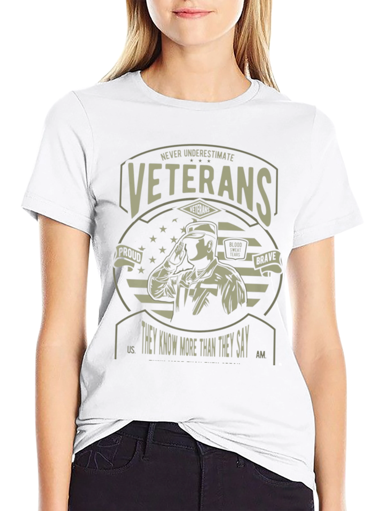 Never Underestimate Veterans Graphic T-Shirt
