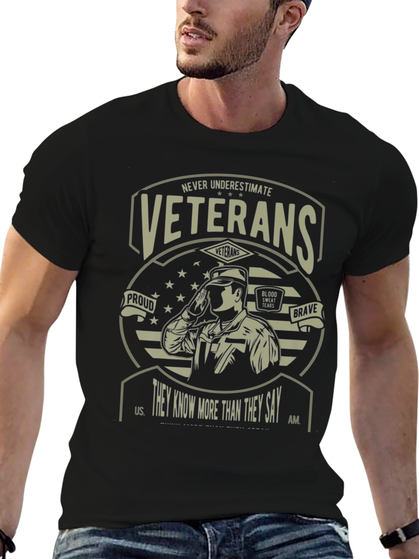 Never Underestimate Veterans Graphic T-Shirt