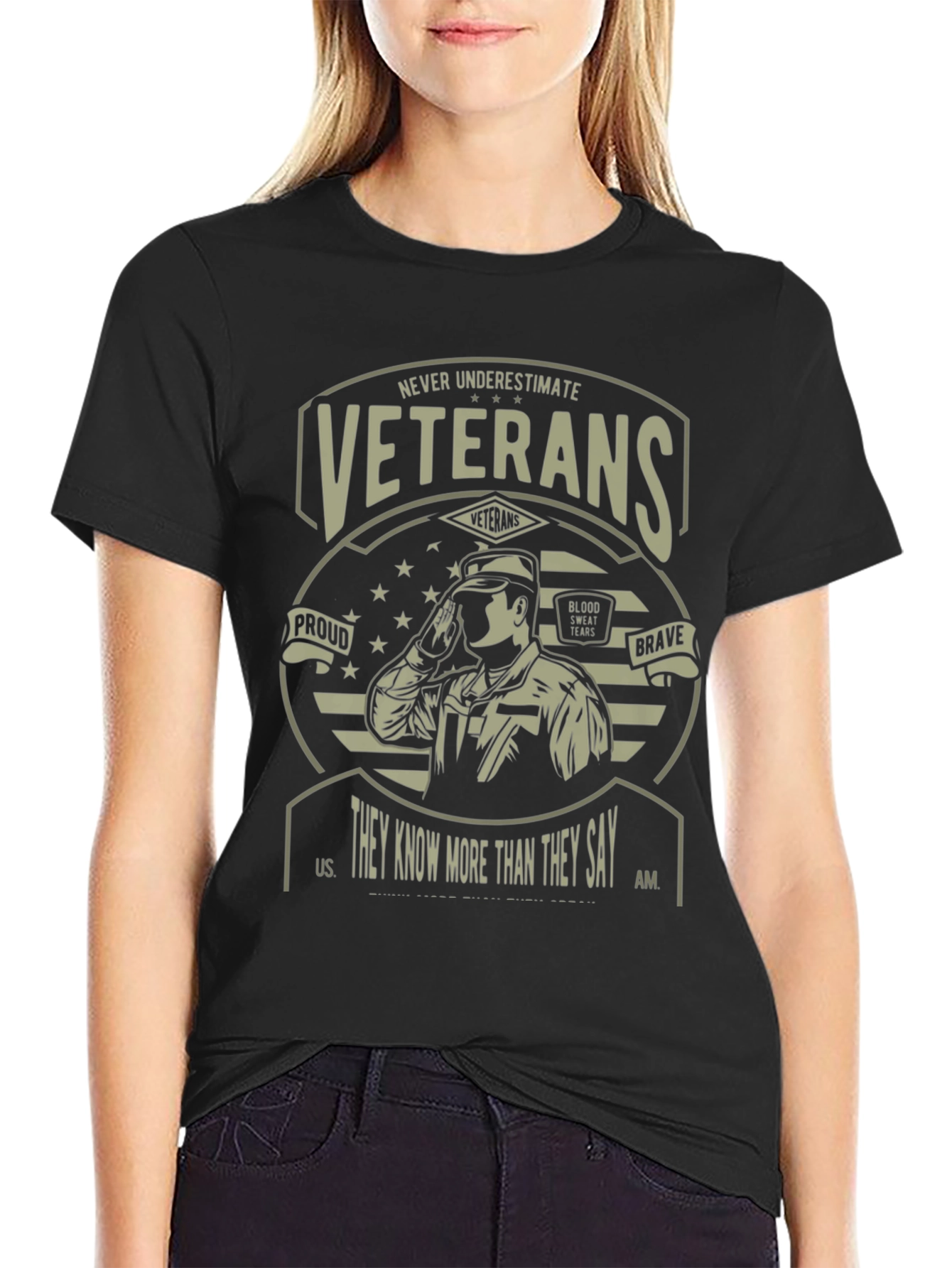 Never Underestimate Veterans Graphic T-Shirt