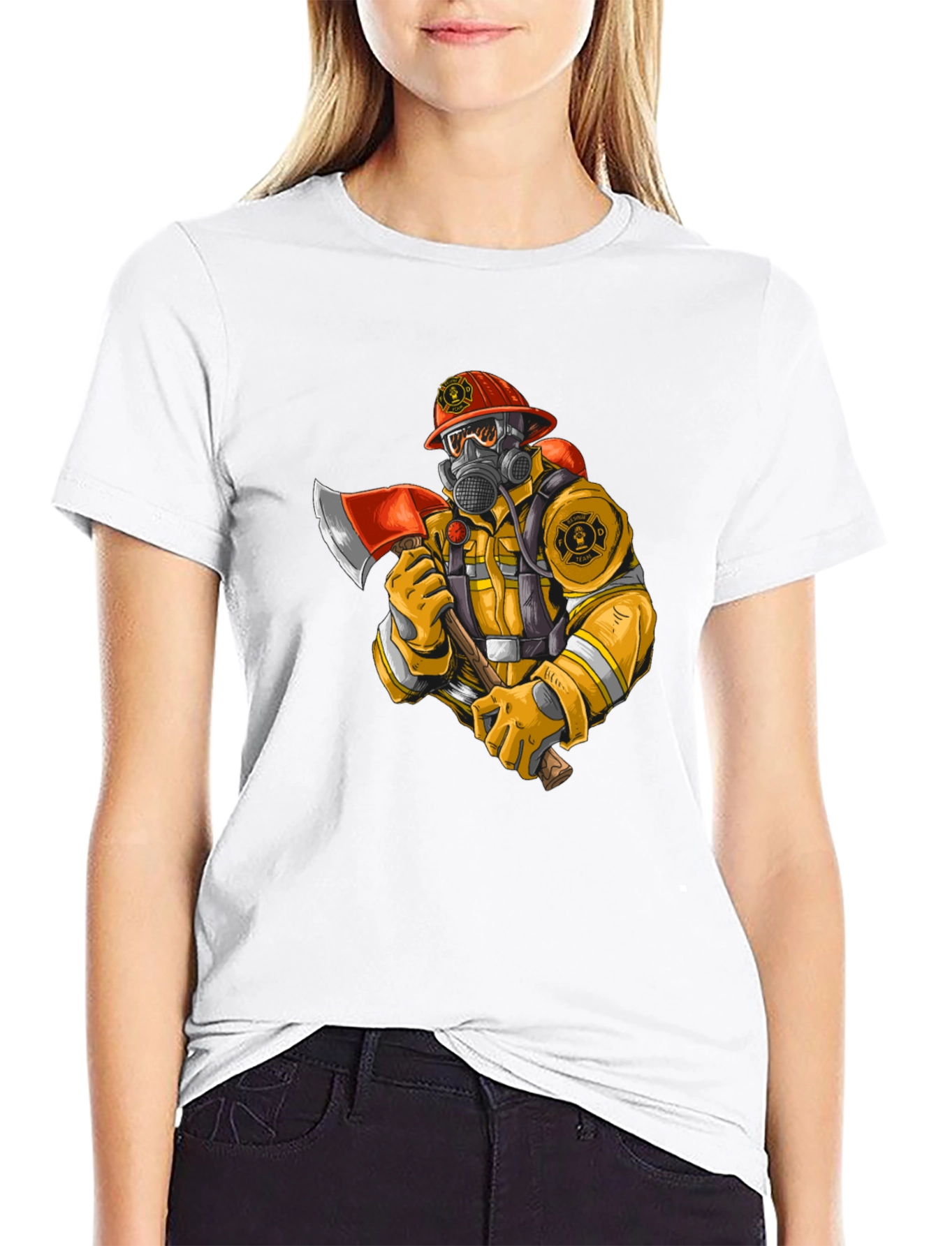 Firefighter Graphic Tee - Axe Wielding Hero Shirt