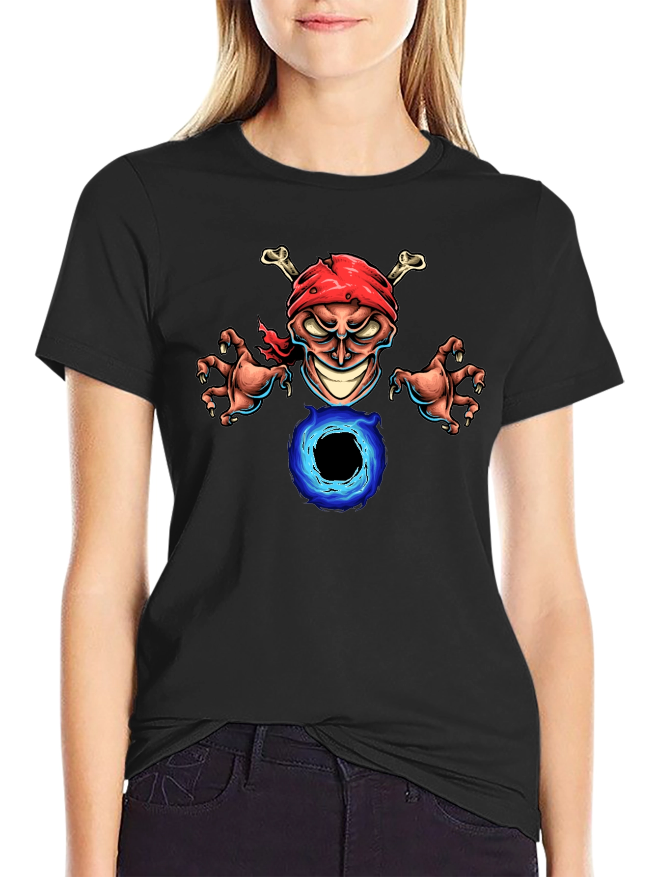 Skull Pirate Graphic Black T-Shirt