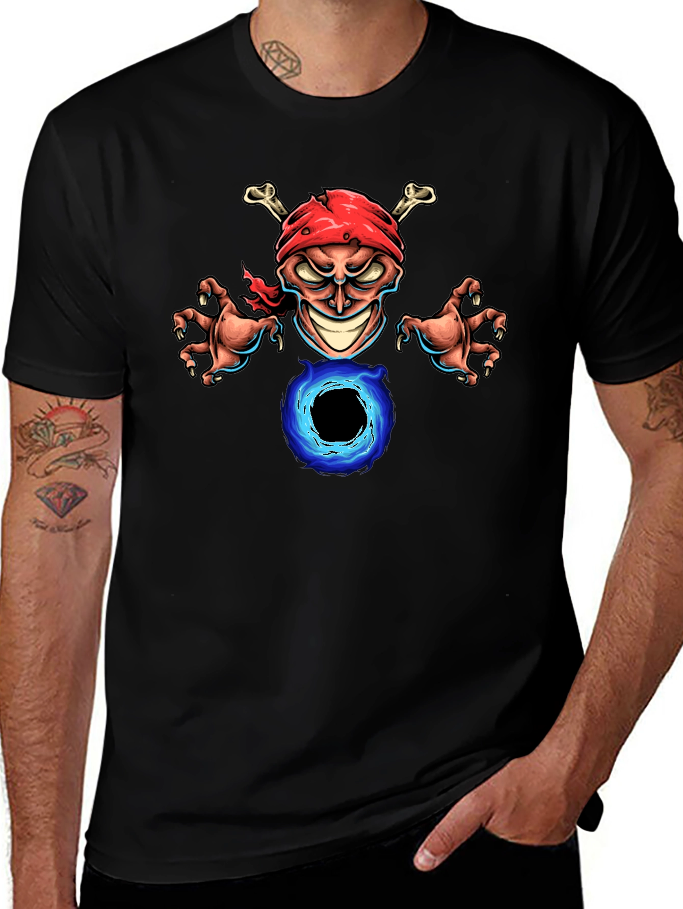 Skull Pirate Graphic Black T-Shirt