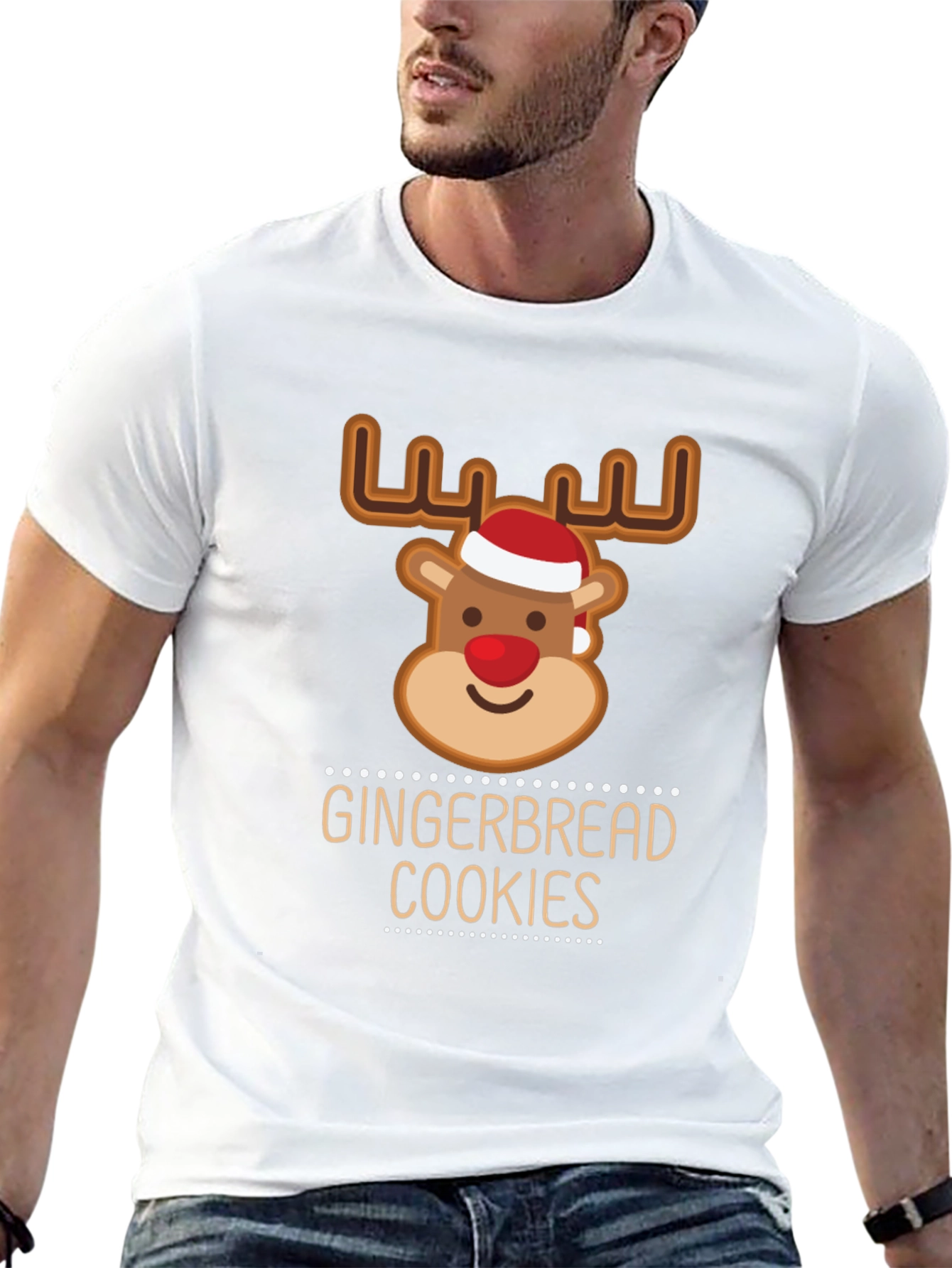 Gingerbread Cookies Reindeer Christmas T-Shirt
