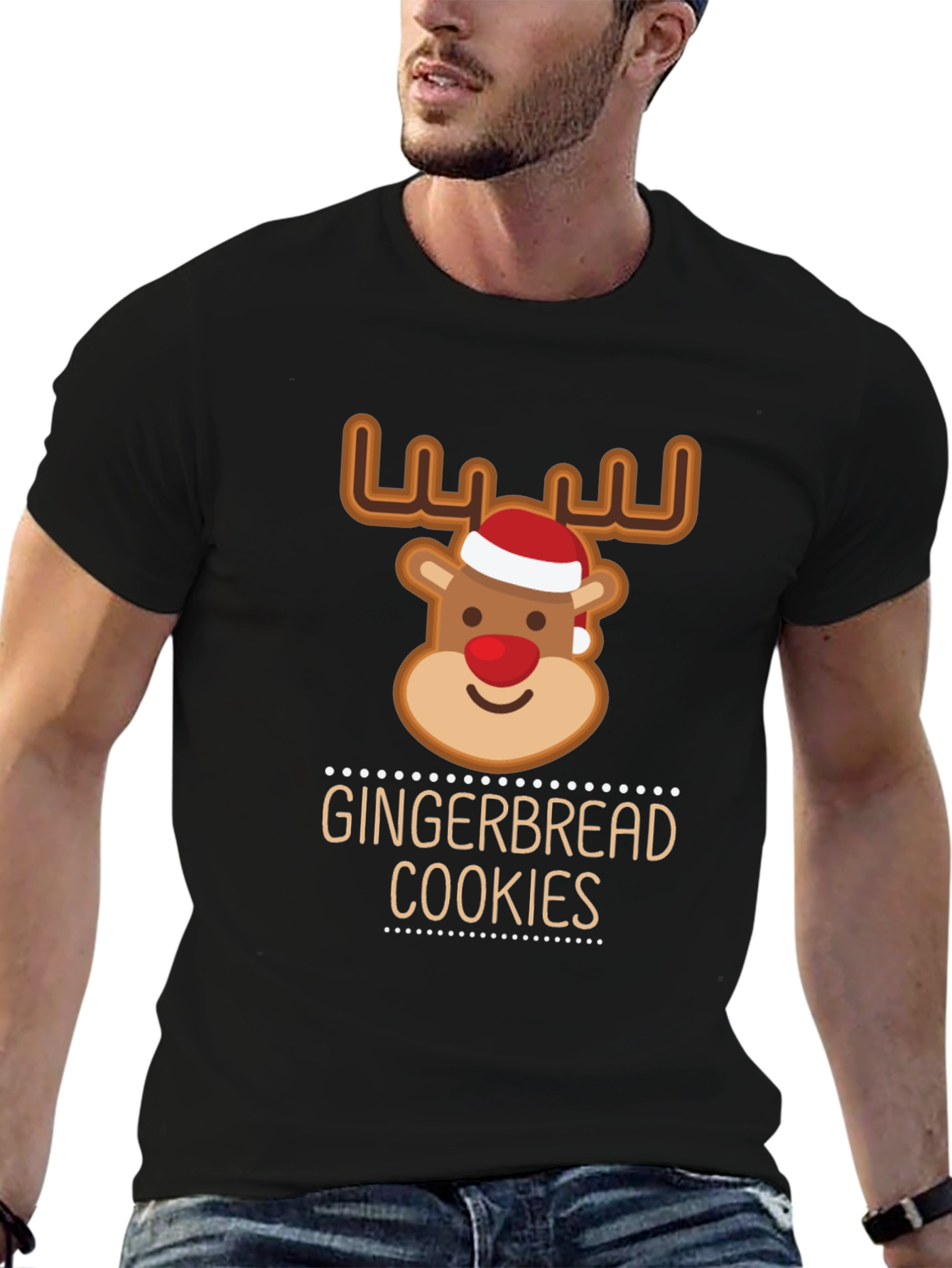 Gingerbread Cookies Reindeer Christmas T-Shirt