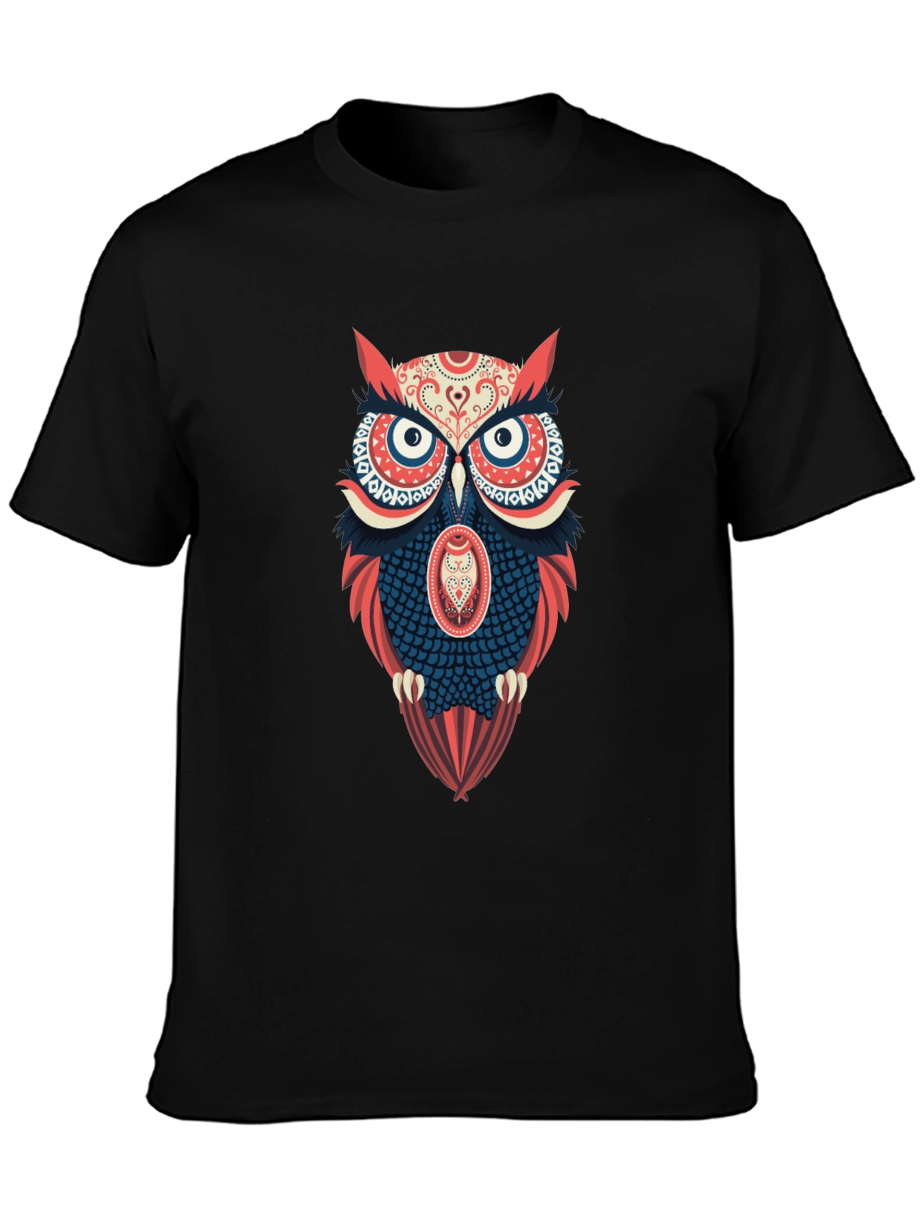 Owl Graphic Print Mens Black T-Shirt