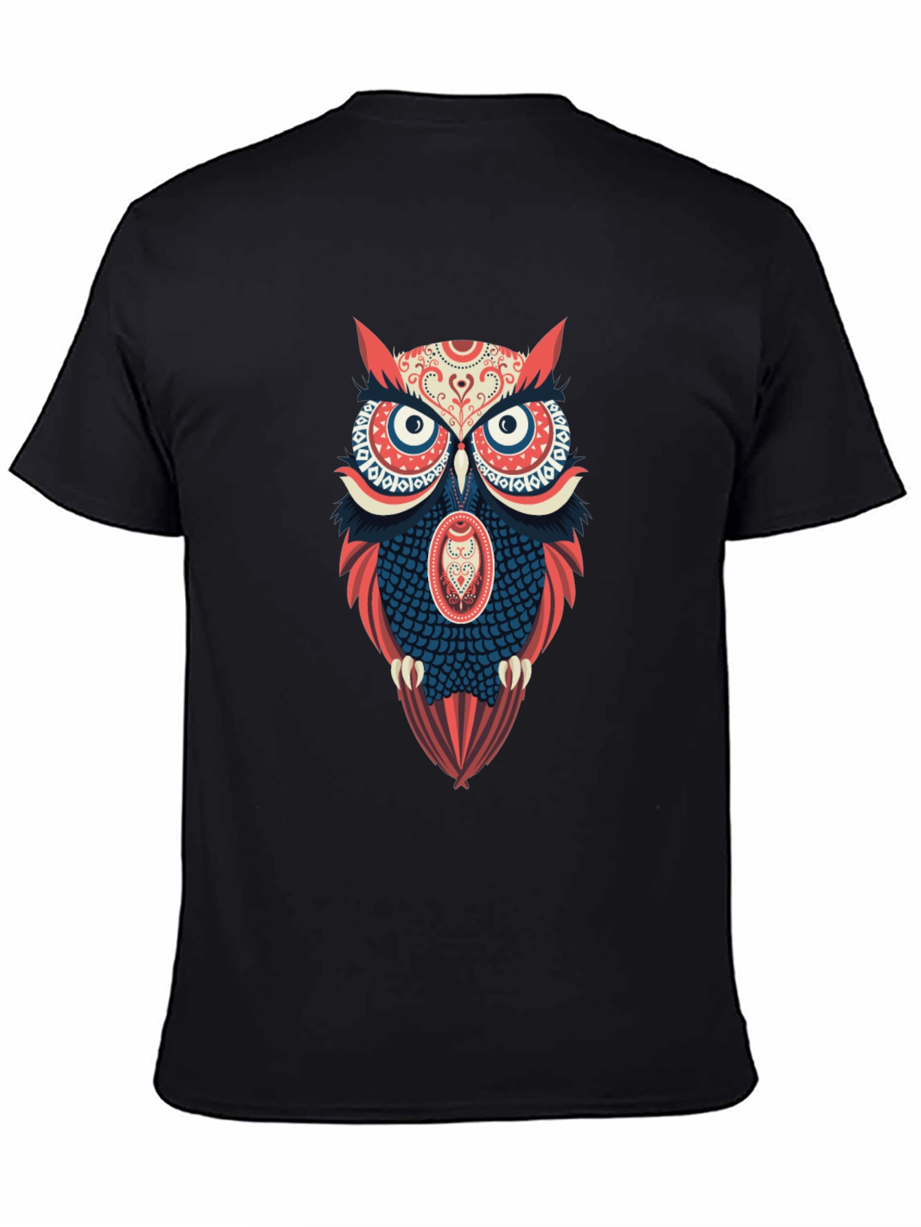 Owl Graphic Print Mens Black T-Shirt