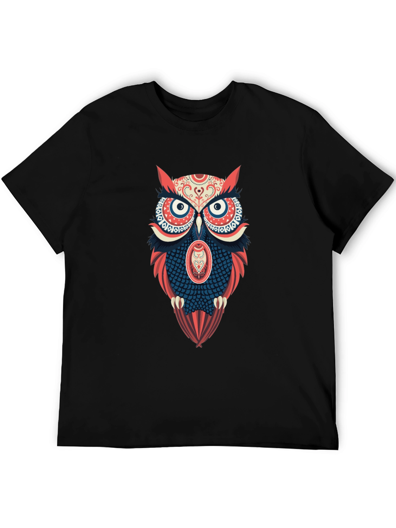 Owl Graphic Print Mens Black T-Shirt