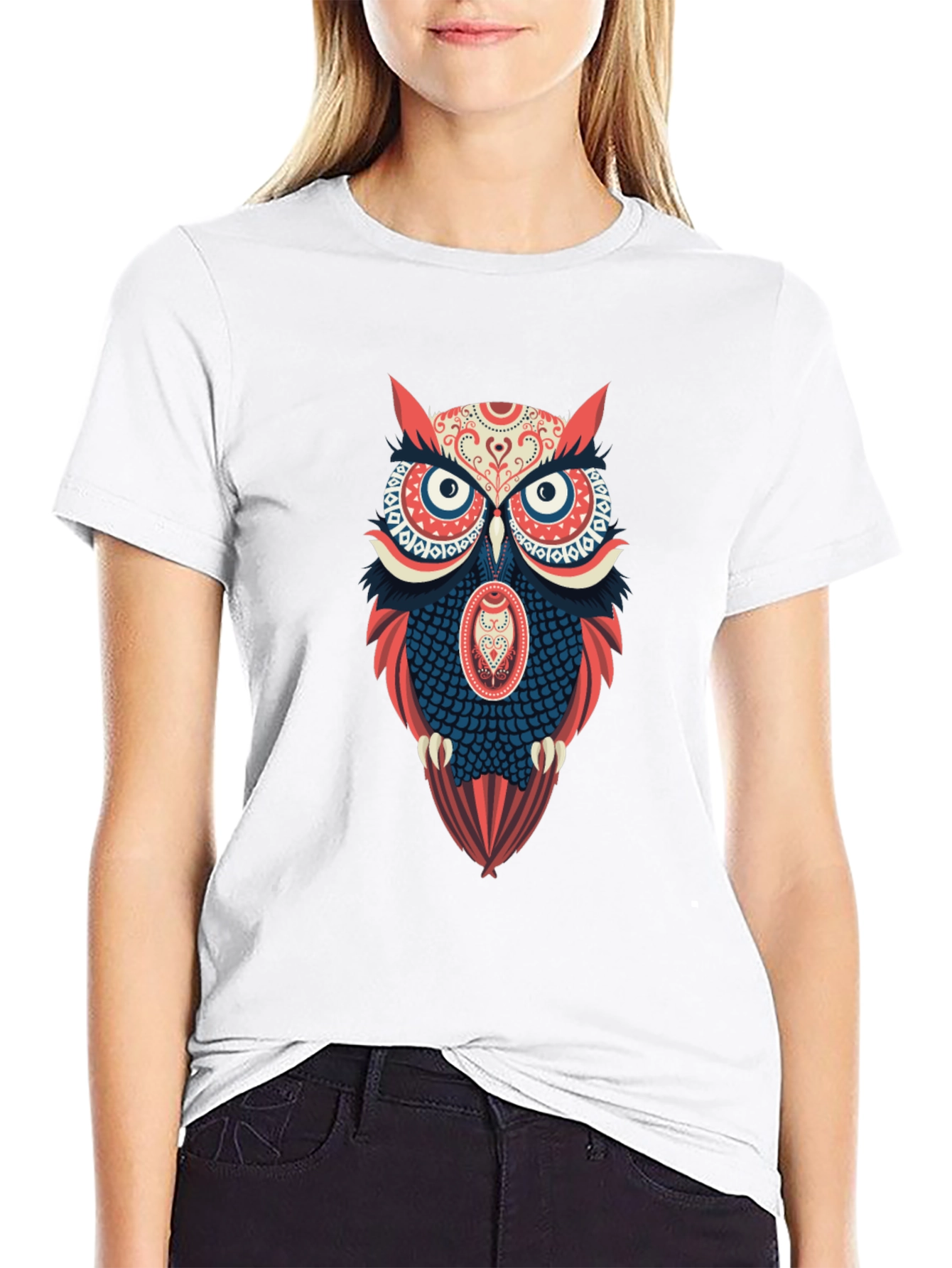 Owl Graphic Print Mens Black T-Shirt