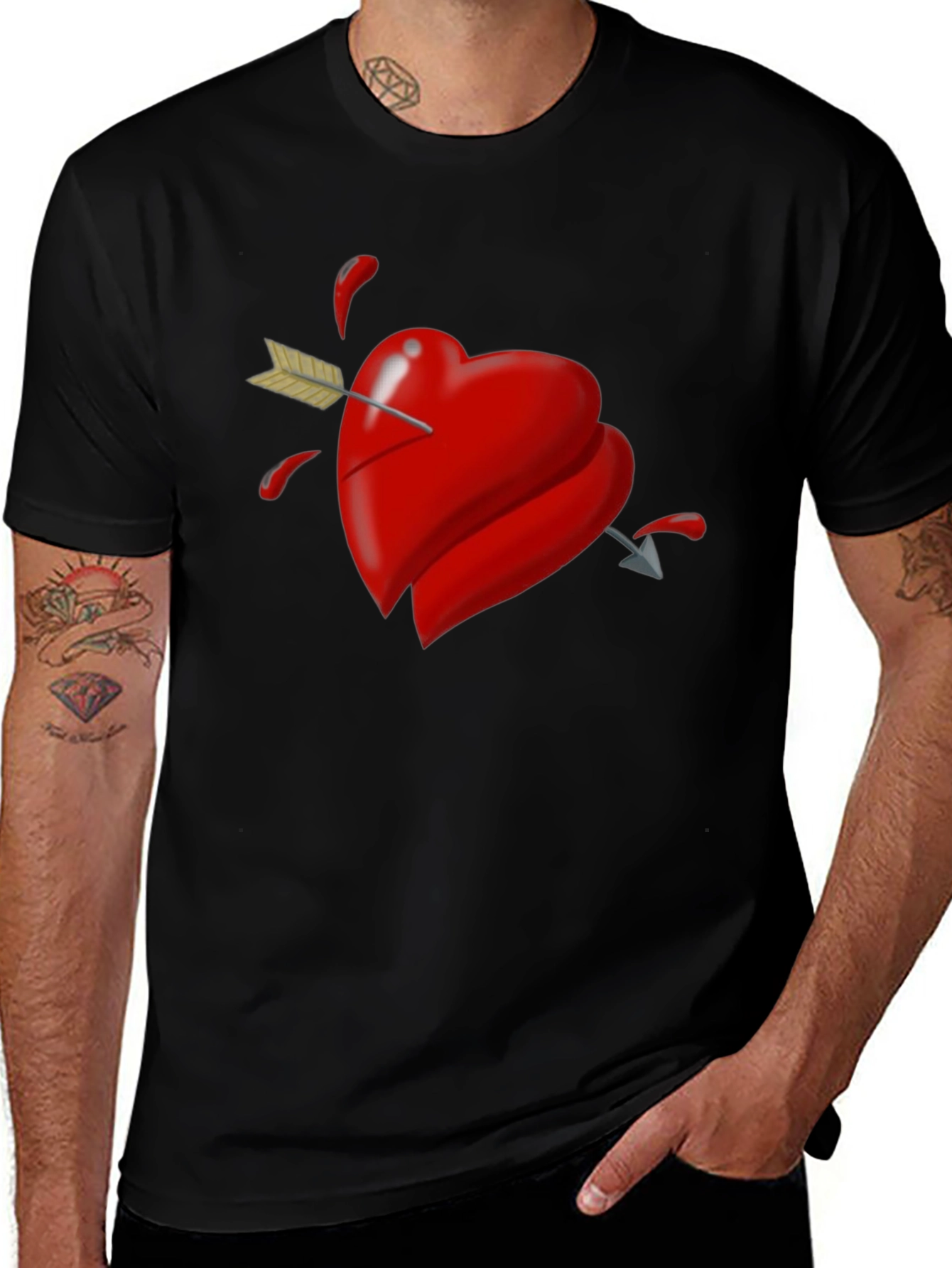 Heart Arrow Graphic Tee - Black T-Shirt