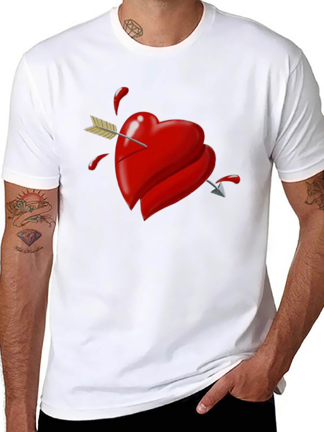 Heart Arrow Graphic Tee - Black T-Shirt