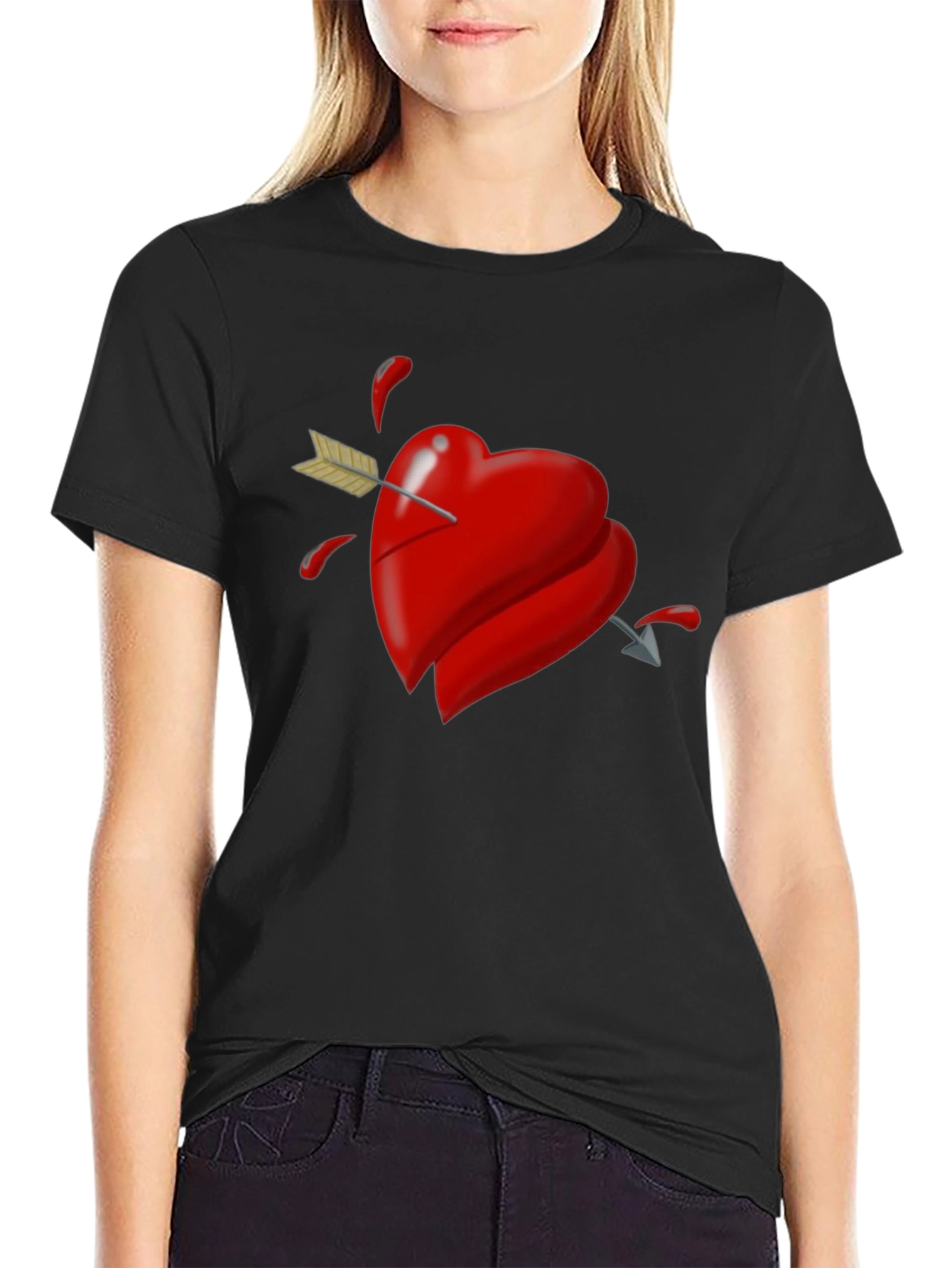 Heart Arrow Graphic Tee - Black T-Shirt